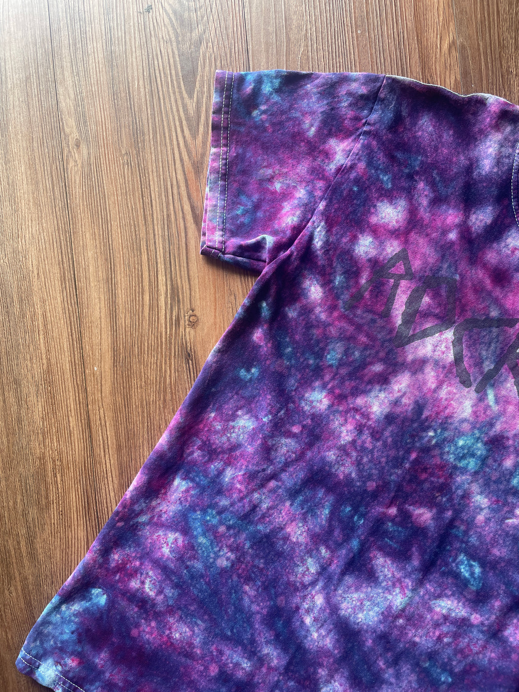 Small Men’s ROCK IT! Galaxy Tie Dye Handmade T-Shirt | Blue and Purple Dark Galaxy Dye Short Sleeve