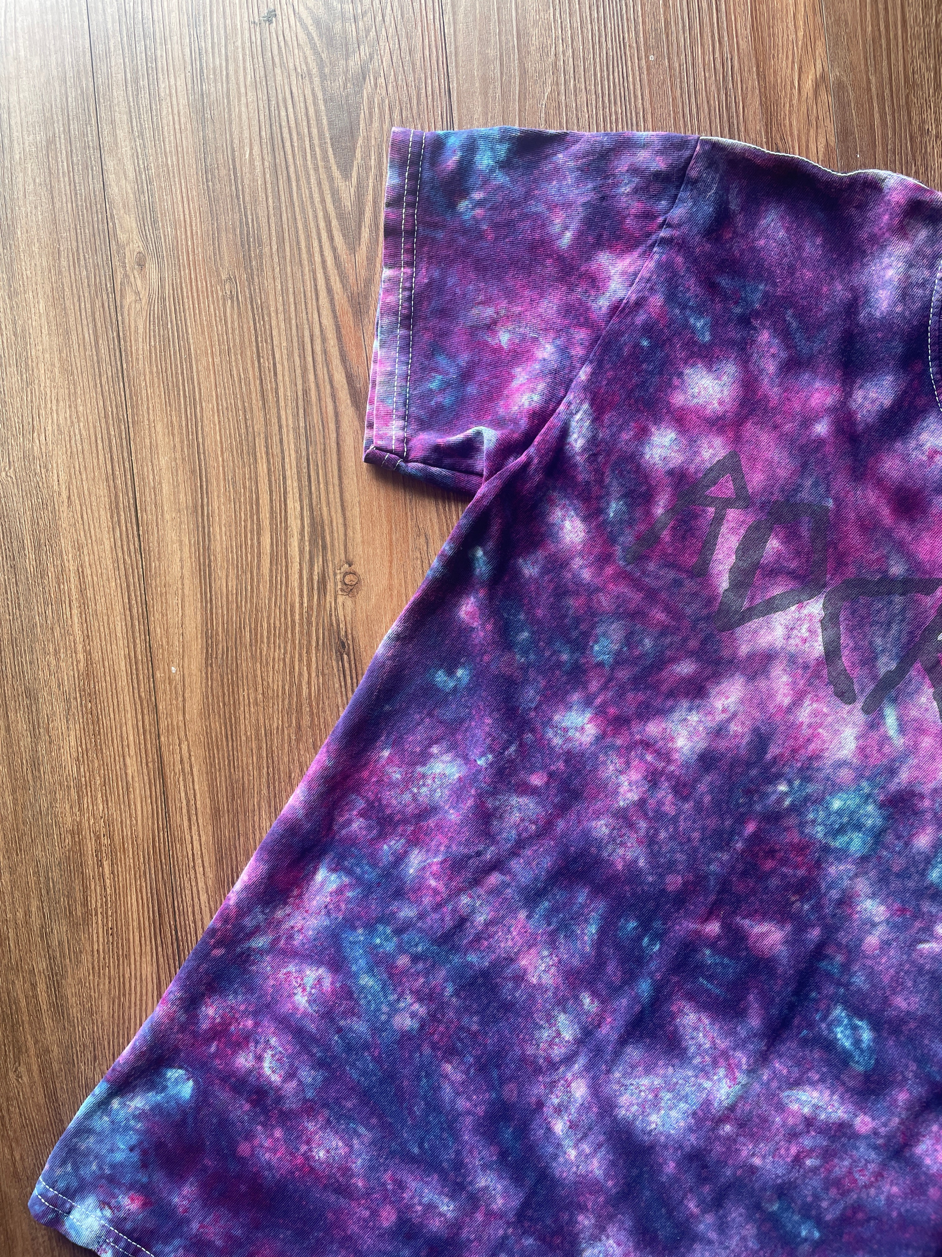 Small Men’s ROCK IT! Galaxy Tie Dye Handmade T-Shirt | Blue and Purple Dark Galaxy Dye Short Sleeve