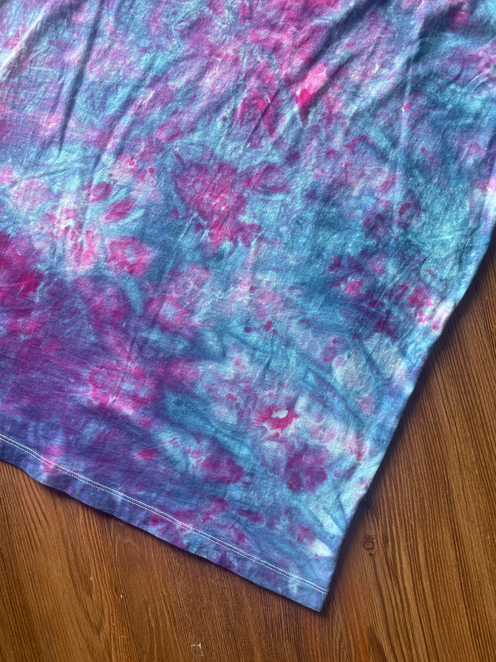 Large Women’s Anti-Gun Violence Handmade Galaxy Tie Dye T-Shirt | H&M Non-Violence Tie Dye Short Sleeve