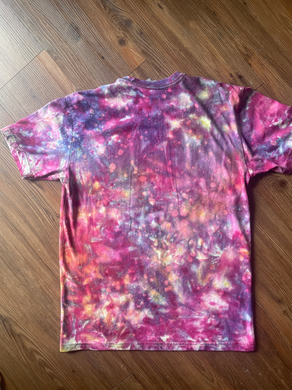 Medium Men’s Sheridan WYO Rodeo Handmade Tie Dye T-Shirt | Pink and Purple Reverse Galaxy Tie Dye Short Sleeve