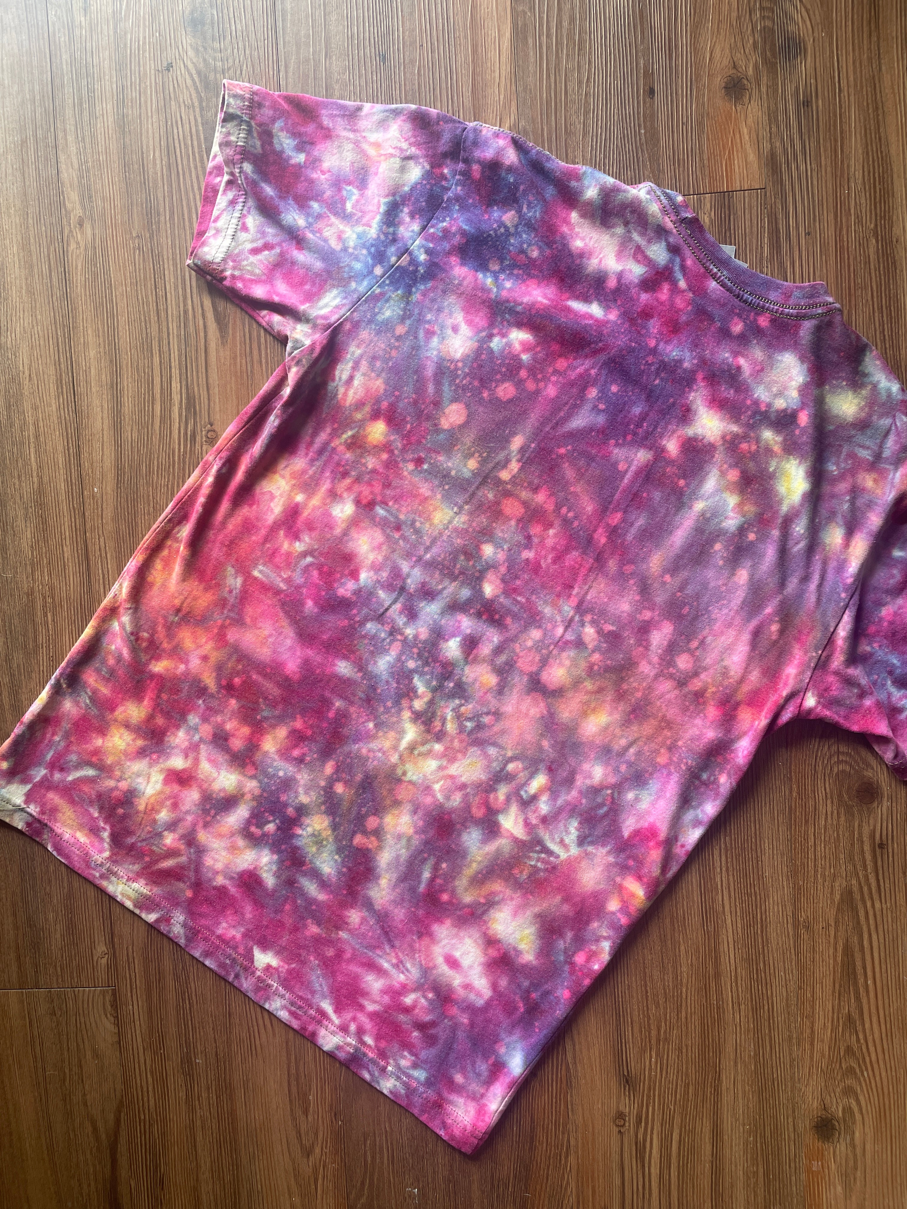 Medium Men’s Sheridan WYO Rodeo Handmade Tie Dye T-Shirt | Pink and Purple Reverse Galaxy Tie Dye Short Sleeve