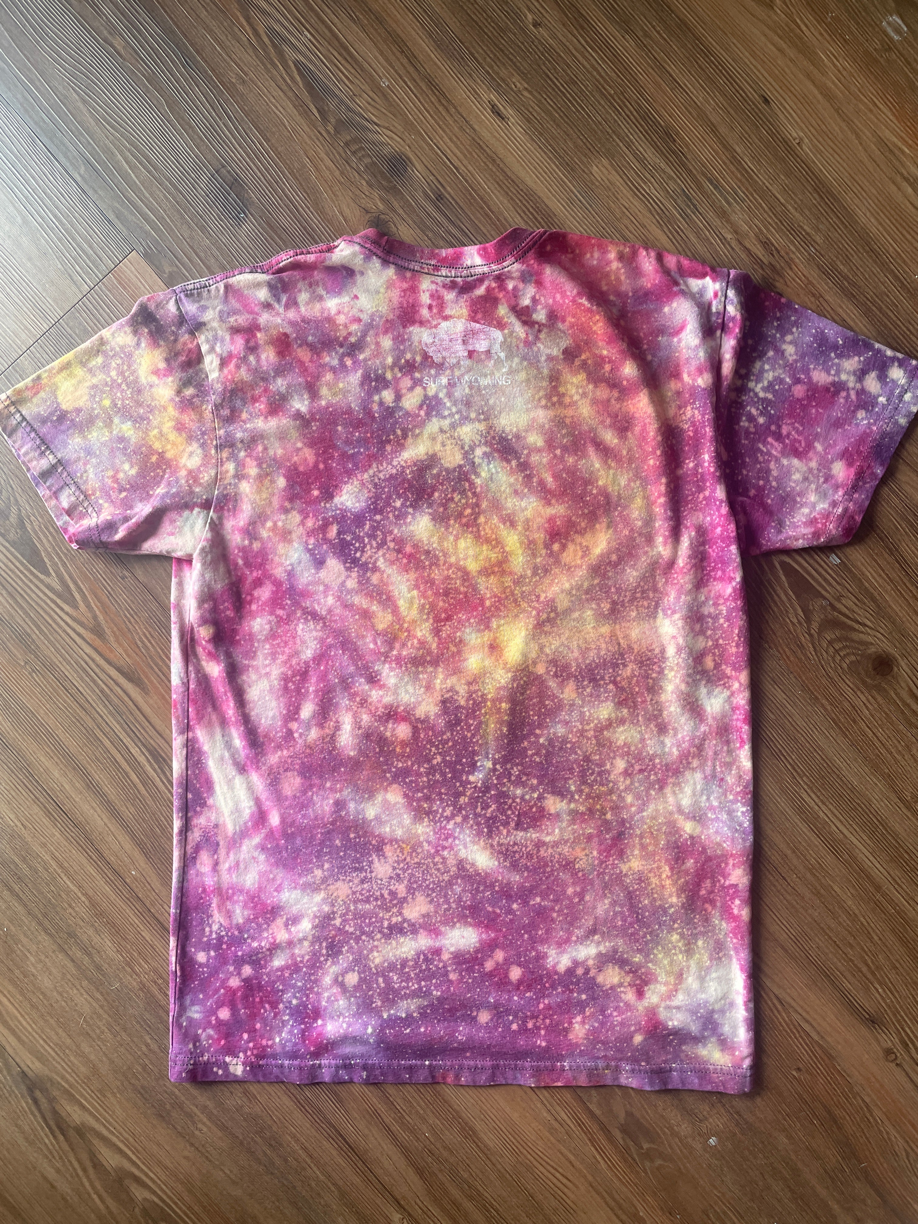 Medium Men’s Wyoming as Folk Handmade Tie Dye T-Shirt | Surf Wyoming Pastel Pink Galaxy Tie Dye Short Sleeve