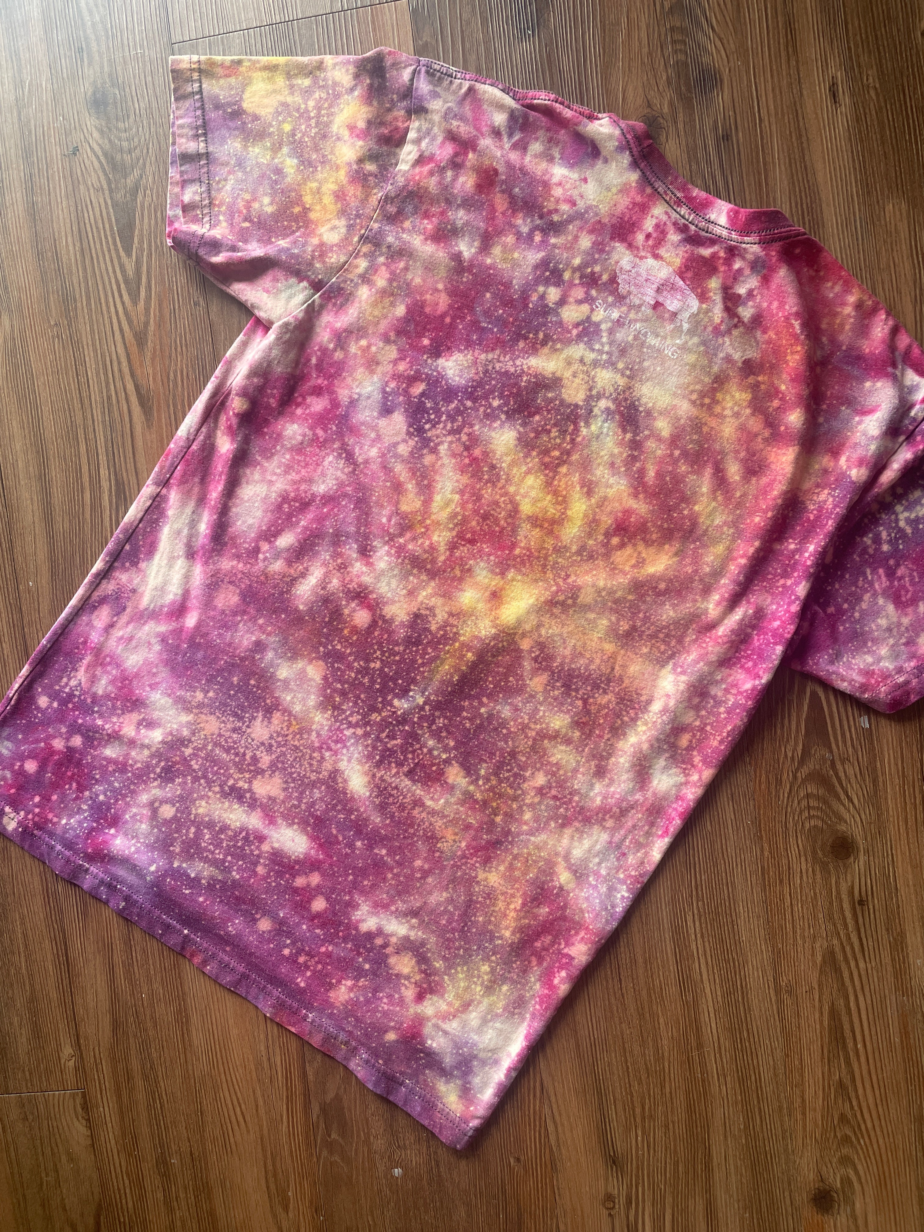 Medium Men’s Wyoming as Folk Handmade Tie Dye T-Shirt | Surf Wyoming Pastel Pink Galaxy Tie Dye Short Sleeve