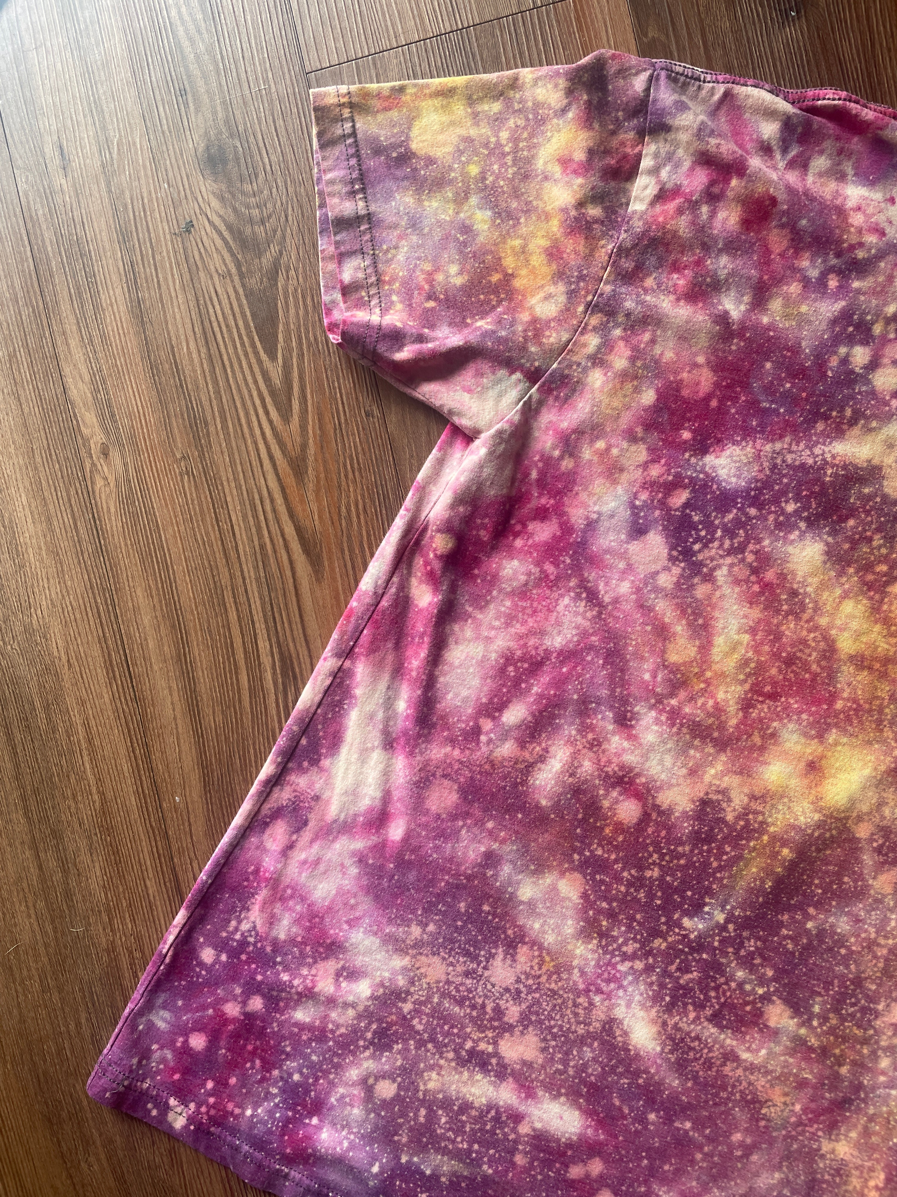 Medium Men’s Wyoming as Folk Handmade Tie Dye T-Shirt | Surf Wyoming Pastel Pink Galaxy Tie Dye Short Sleeve