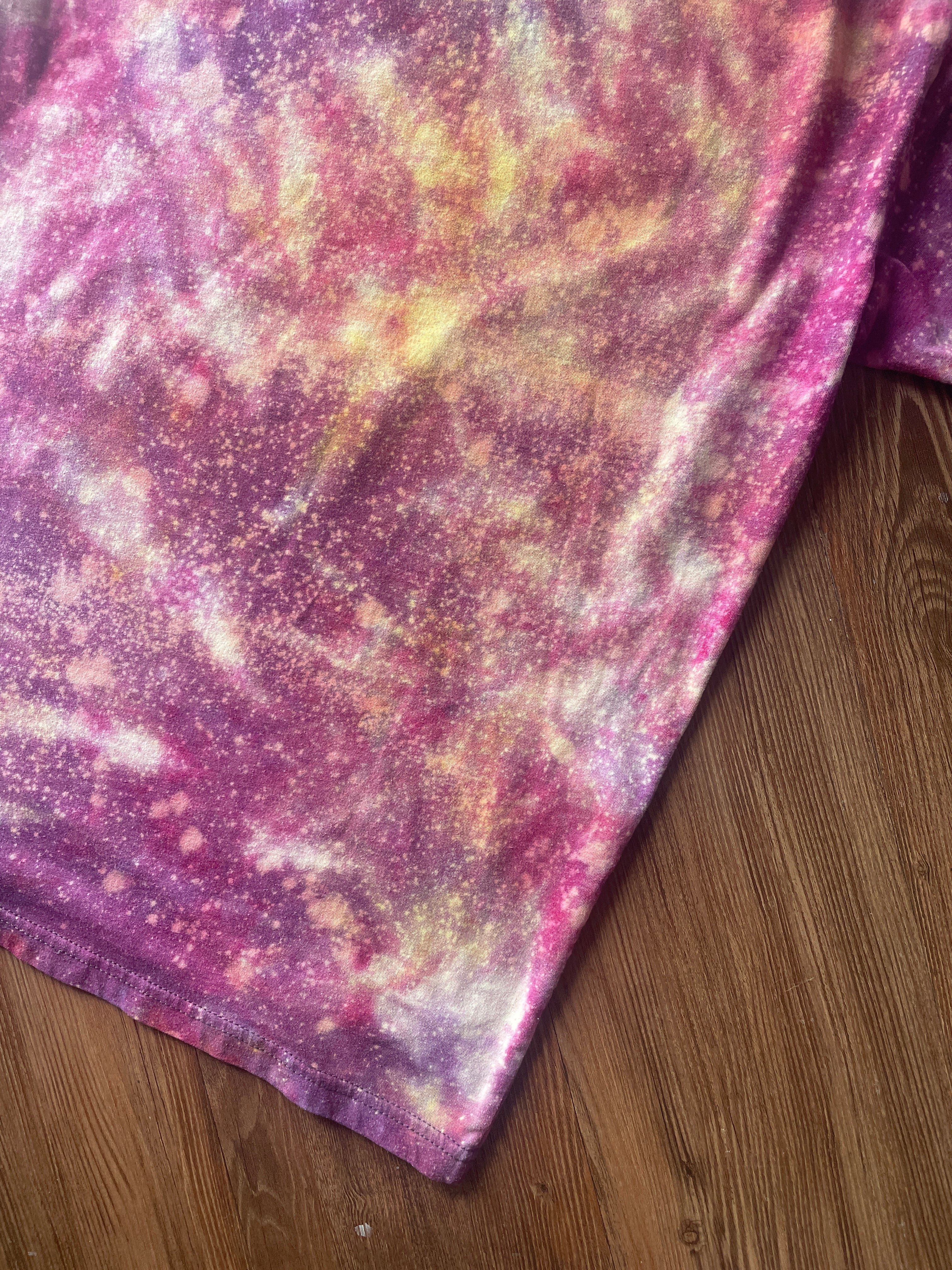 Medium Men’s Wyoming as Folk Handmade Tie Dye T-Shirt | Surf Wyoming Pastel Pink Galaxy Tie Dye Short Sleeve