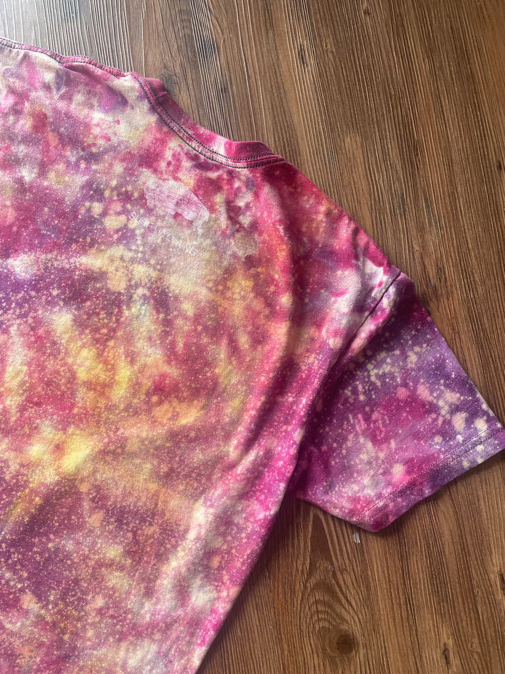 Medium Men’s Wyoming as Folk Handmade Tie Dye T-Shirt | Surf Wyoming Pastel Pink Galaxy Tie Dye Short Sleeve