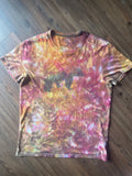 MEDIUM Unisex California Bear Handmade Fire Dye Tie Dye t-shirt | Red Orange Galaxy Dye Short Sleeve Top