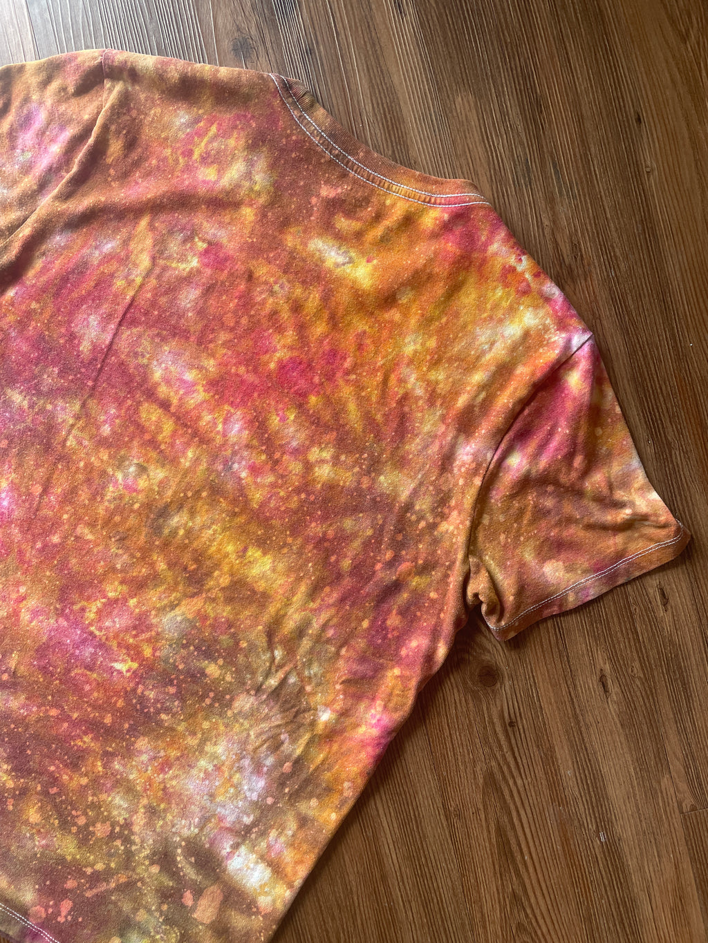 MEDIUM Unisex California Bear Handmade Fire Dye Tie Dye t-shirt | Red Orange Galaxy Dye Short Sleeve Top