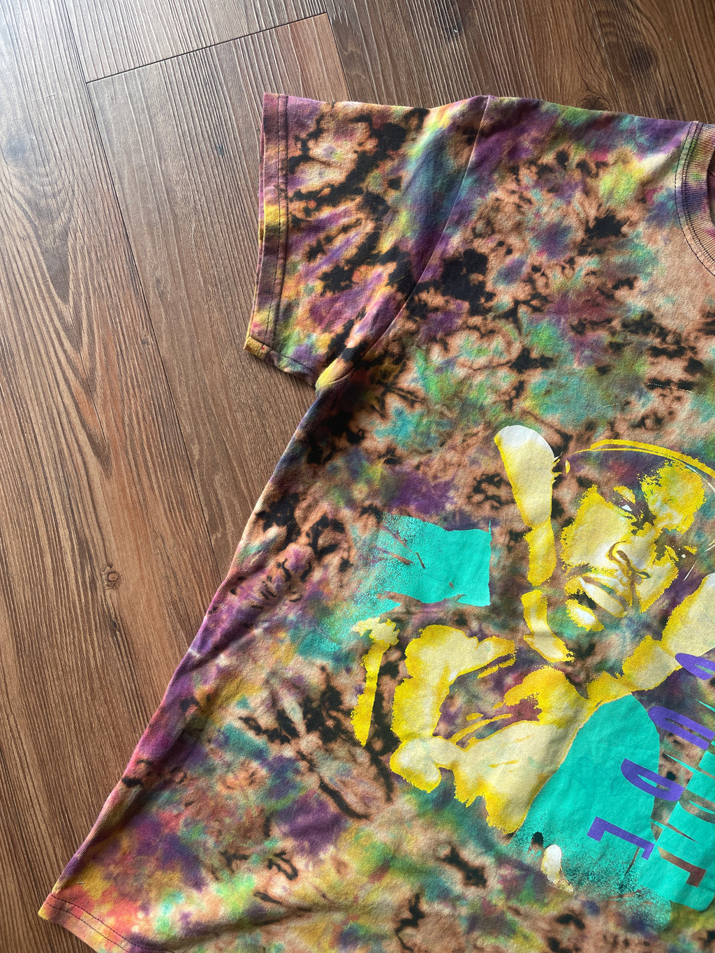 MEDIUM Men's Ice Cube Reverse Tie Dye t-shirt | NWA Bleach Crumpled