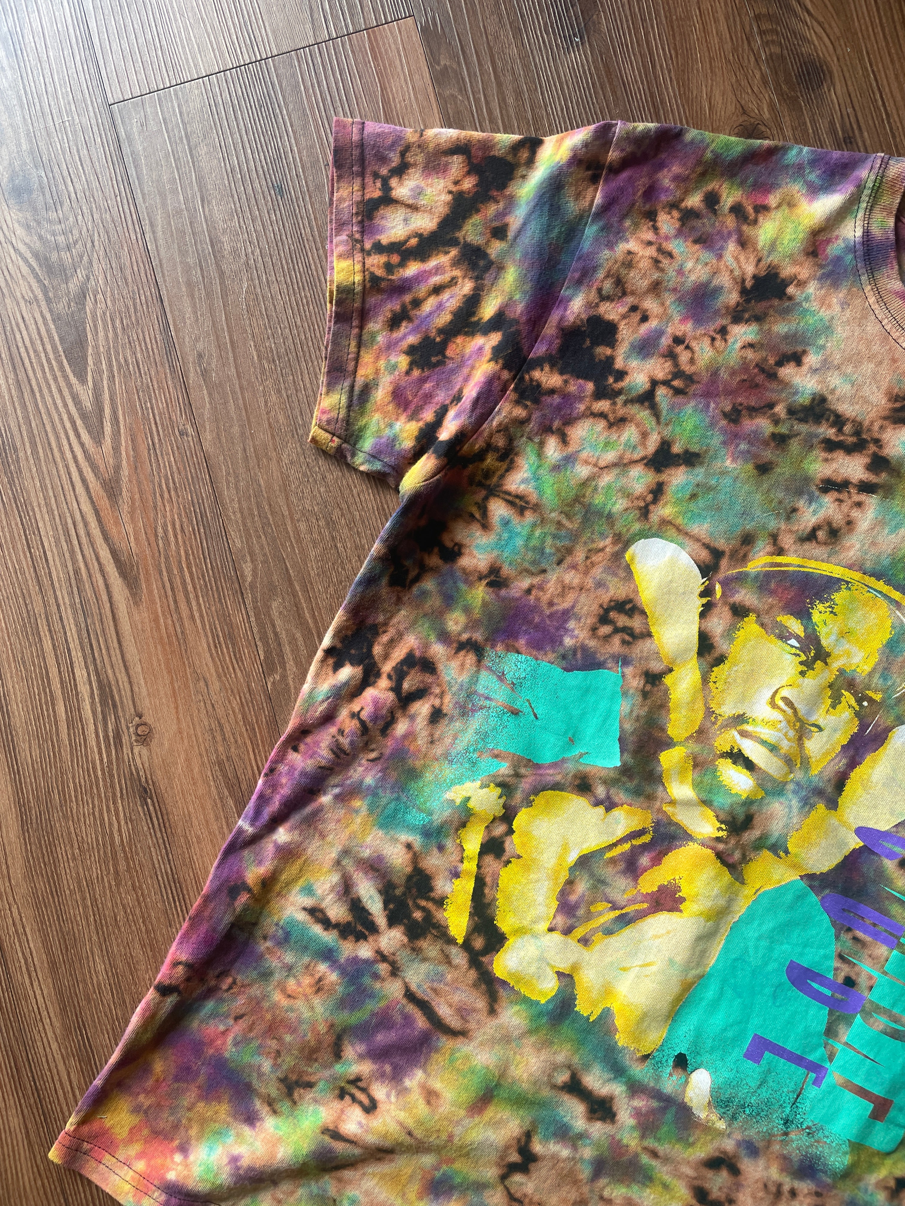 MEDIUM Men's Ice Cube Reverse Tie Dye t-shirt | NWA Bleach Crumpled