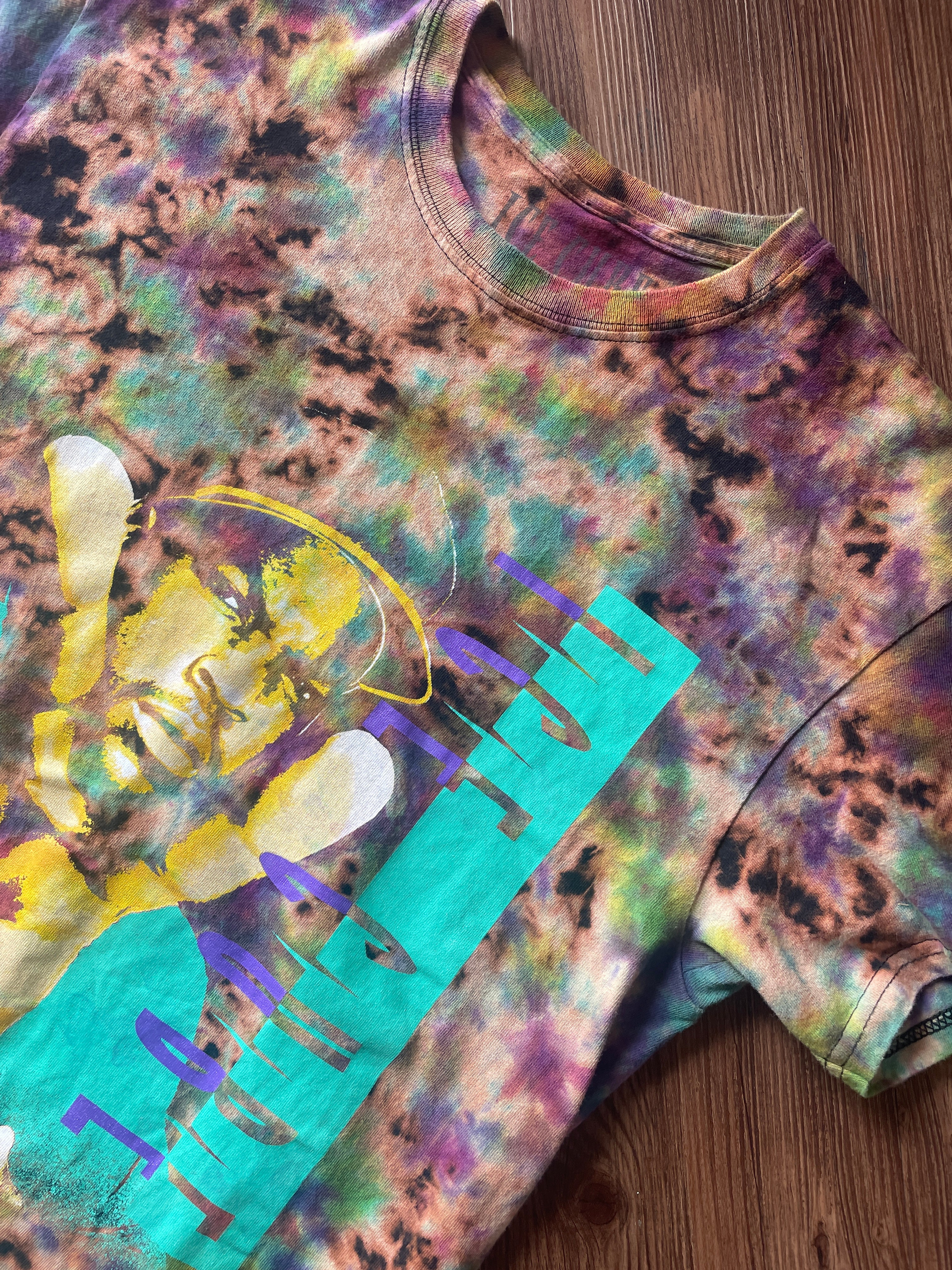 MEDIUM Men's Ice Cube Reverse Tie Dye t-shirt | NWA Bleach Crumpled