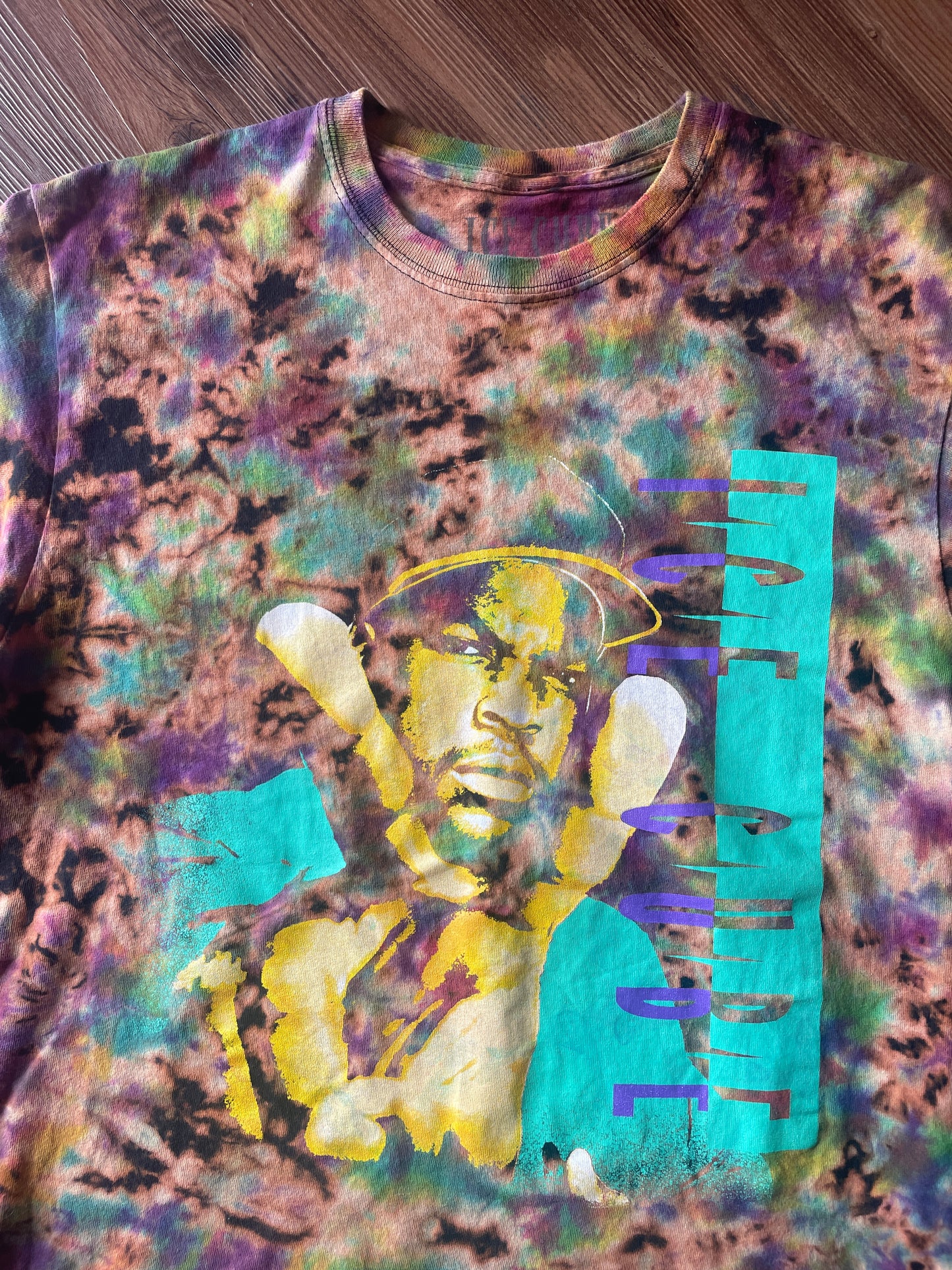 MEDIUM Men's Ice Cube Reverse Tie Dye t-shirt | NWA Bleach Crumpled