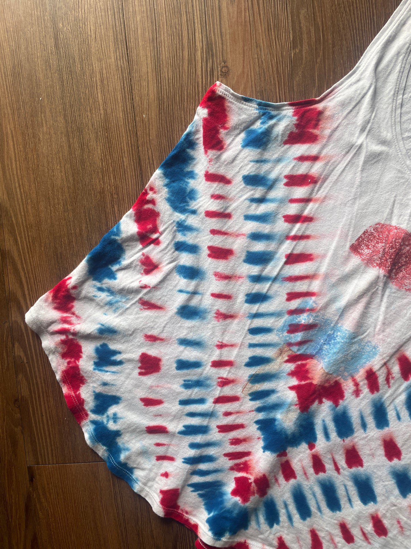 XL Women's Red White and Blue Popsicle Tie Dye Tank Top | Patiotric July 4 USA Sleeveless Top