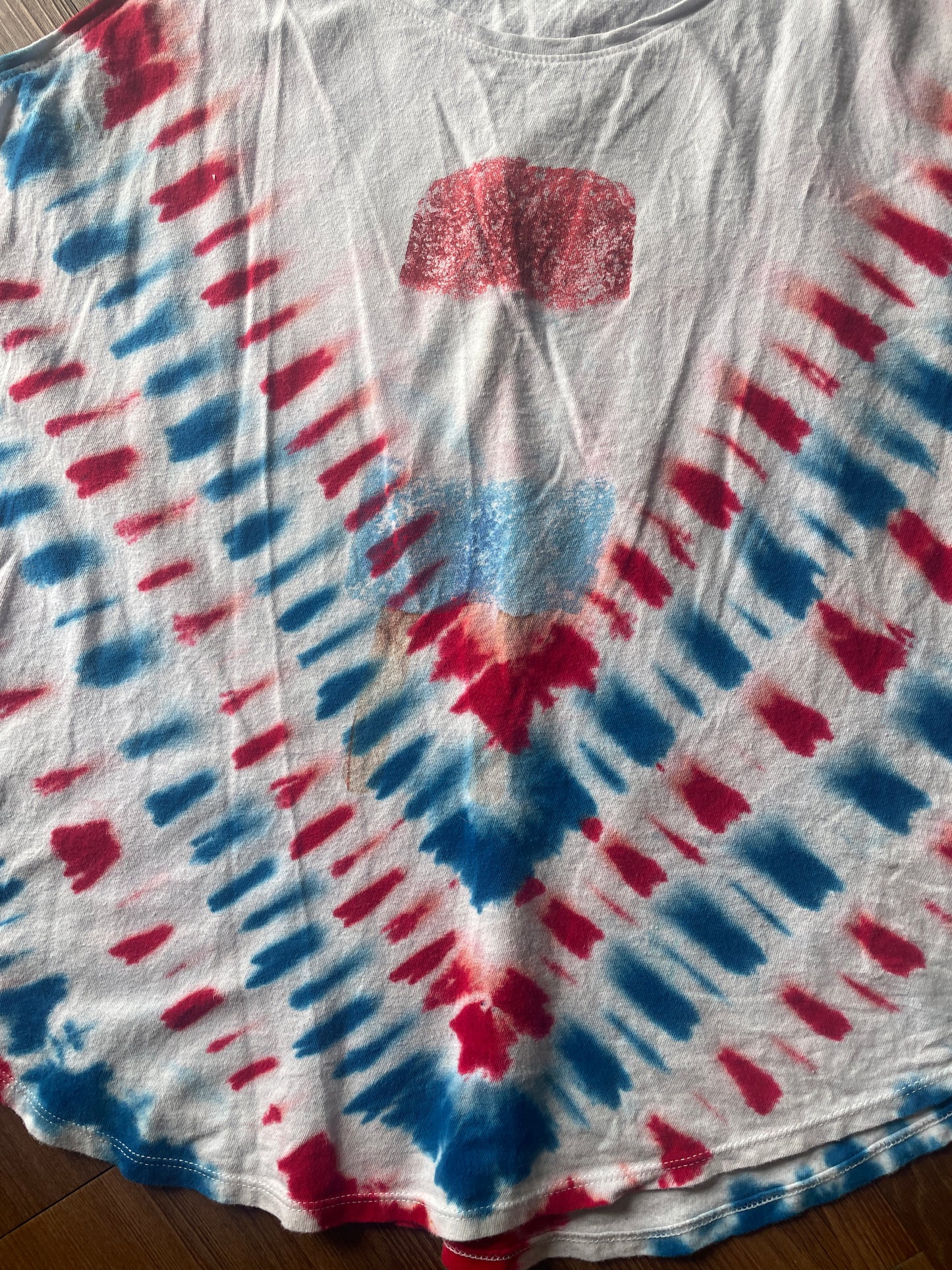 XL Women's Red White and Blue Popsicle Tie Dye Tank Top | Patiotric July 4 USA Sleeveless Top