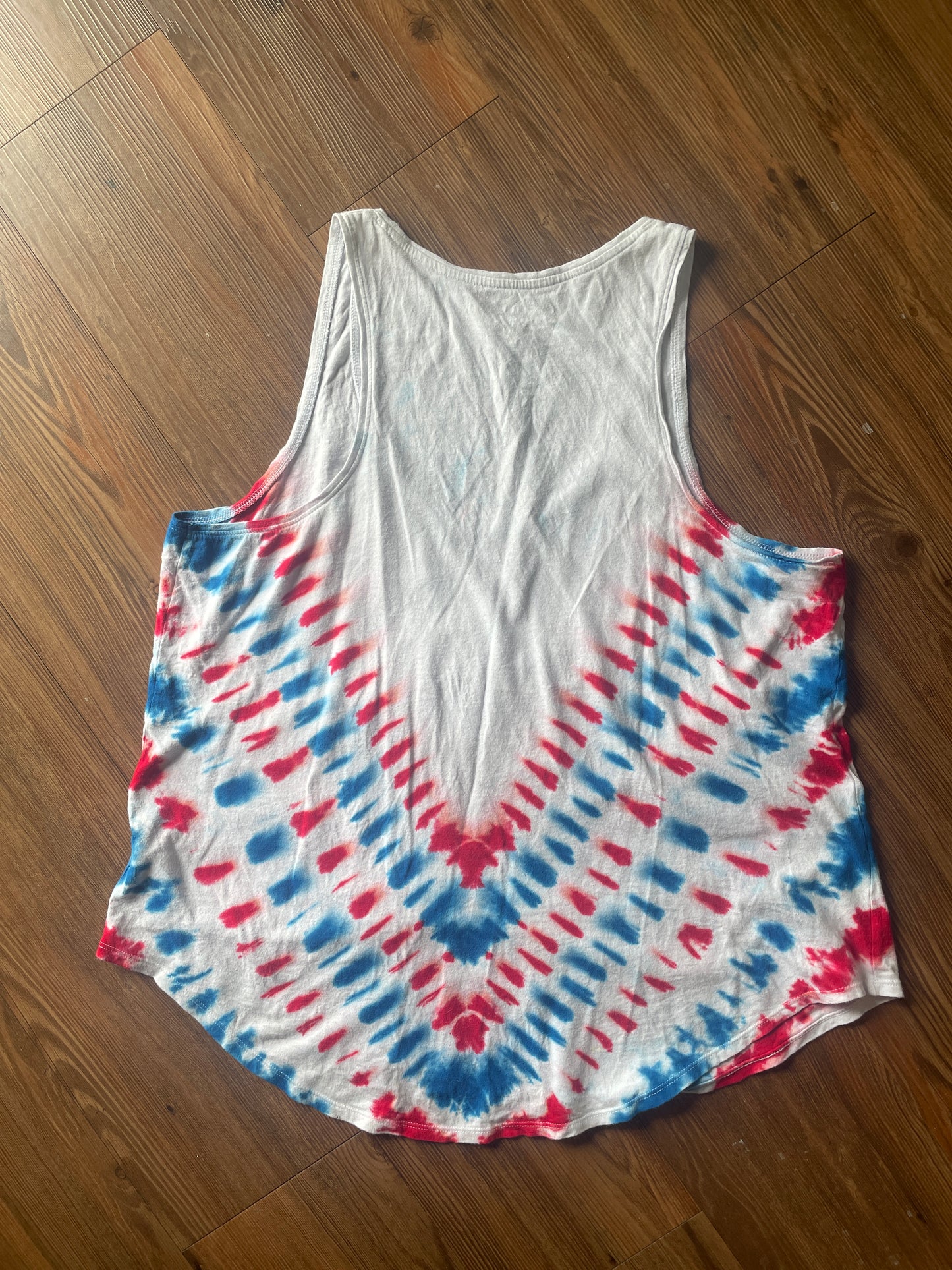 XL Women's Red White and Blue Popsicle Tie Dye Tank Top | Patiotric July 4 USA Sleeveless Top