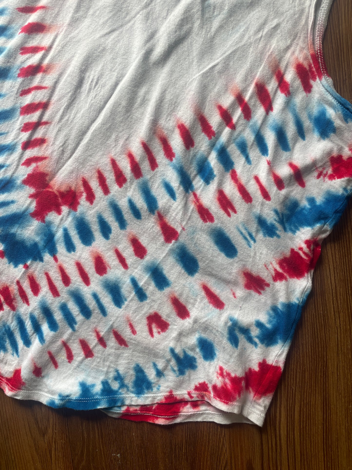 XL Women's Red White and Blue Popsicle Tie Dye Tank Top | Patiotric July 4 USA Sleeveless Top