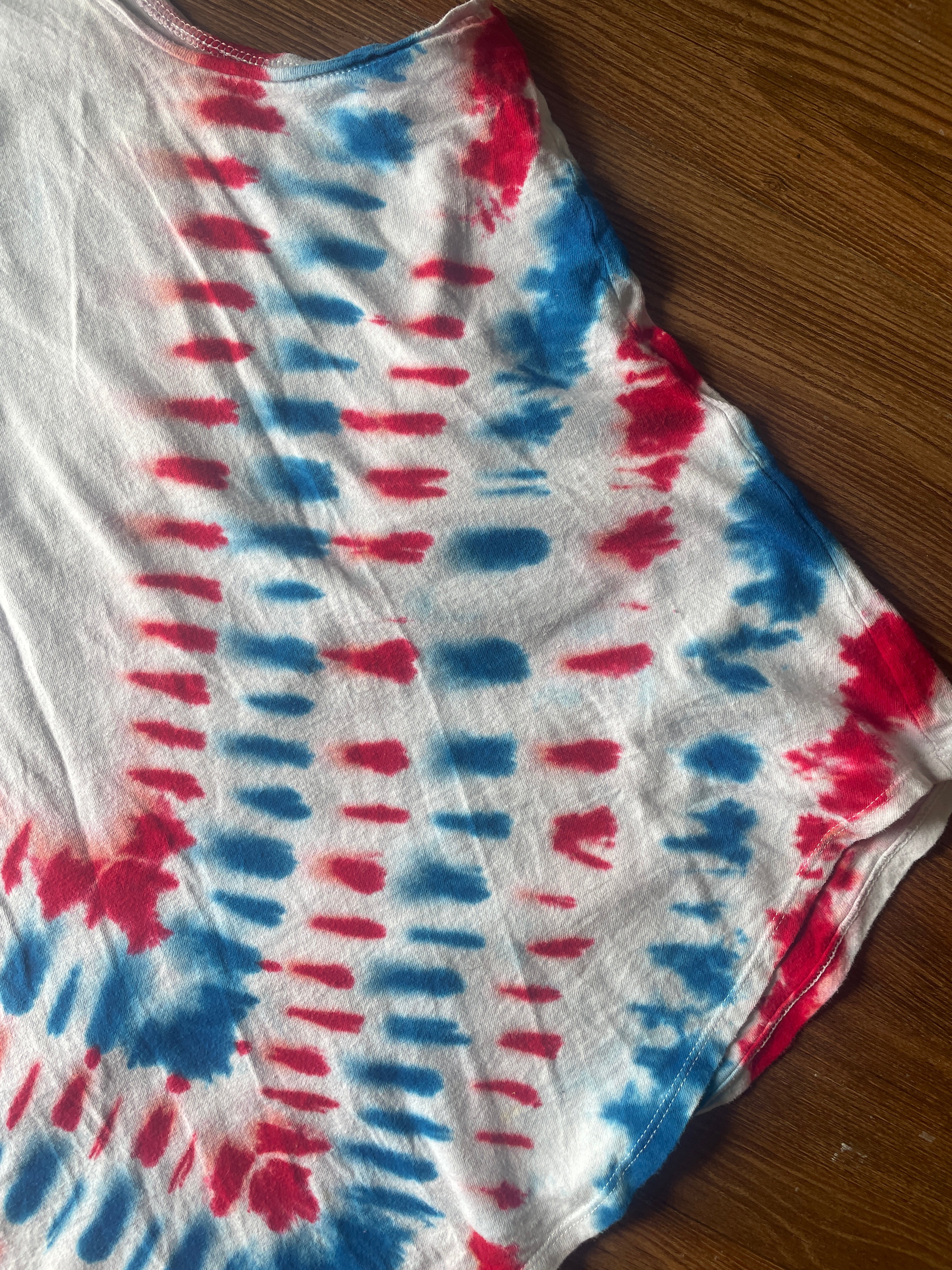 XL Women's Red White and Blue Popsicle Tie Dye Tank Top | Patiotric July 4 USA Sleeveless Top
