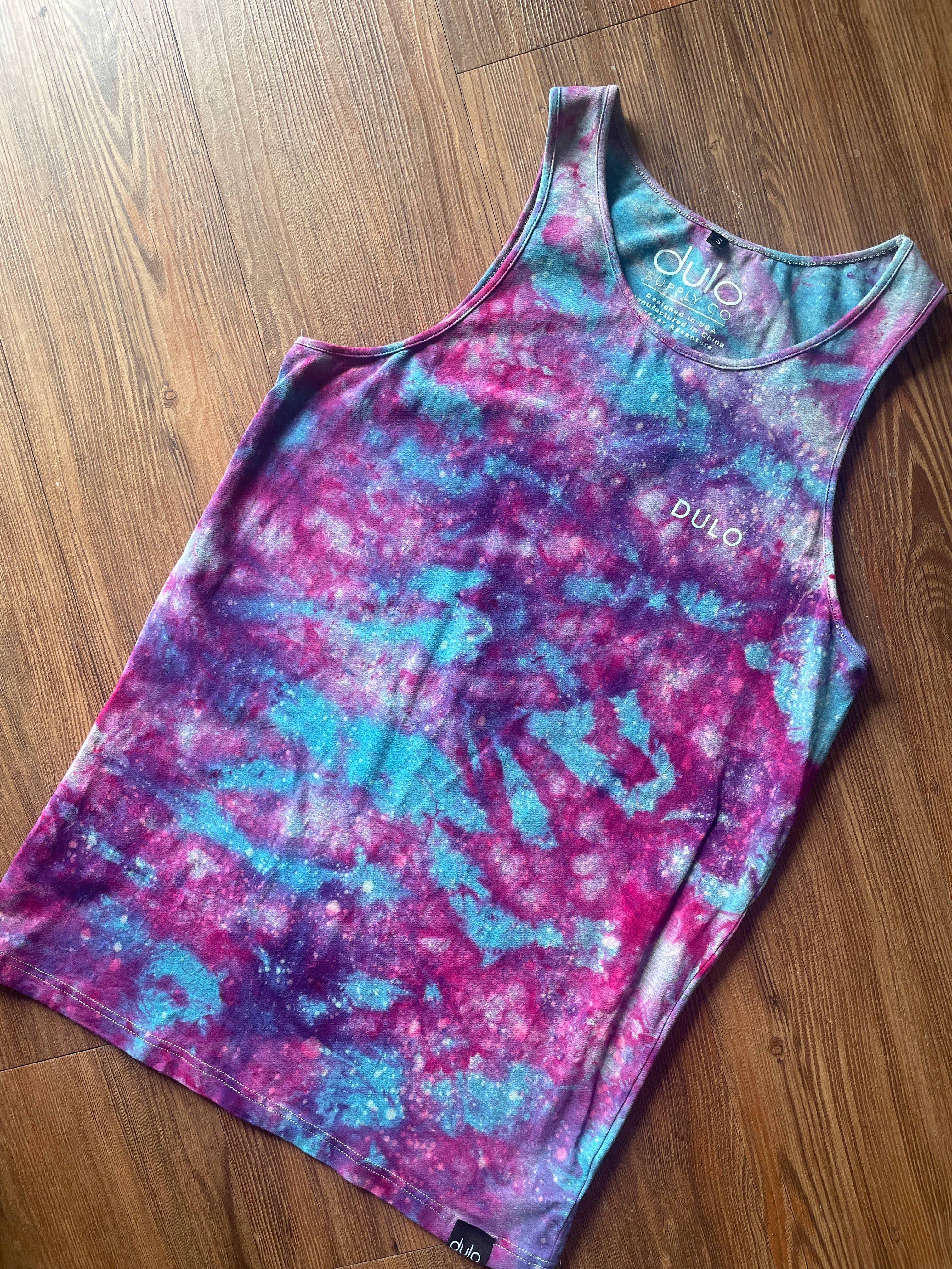 Small Men’s Dulo Supply Co. Handmade Galaxy Tie Dye Tank Top | Summer Galaxy Dye Sleeveless Shirt