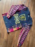 MEDIUM Men’s adidas Real Salt Lake Handmade Tie Dye T-Shirt | Navy Blue, Red, and Purple Long Sleeve Tee