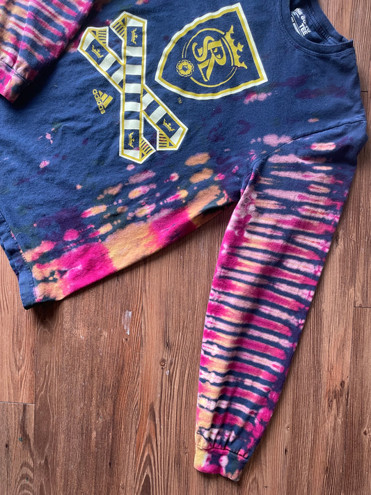 MEDIUM Men’s adidas Real Salt Lake Handmade Tie Dye T-Shirt | Navy Blue, Red, and Purple Long Sleeve Tee