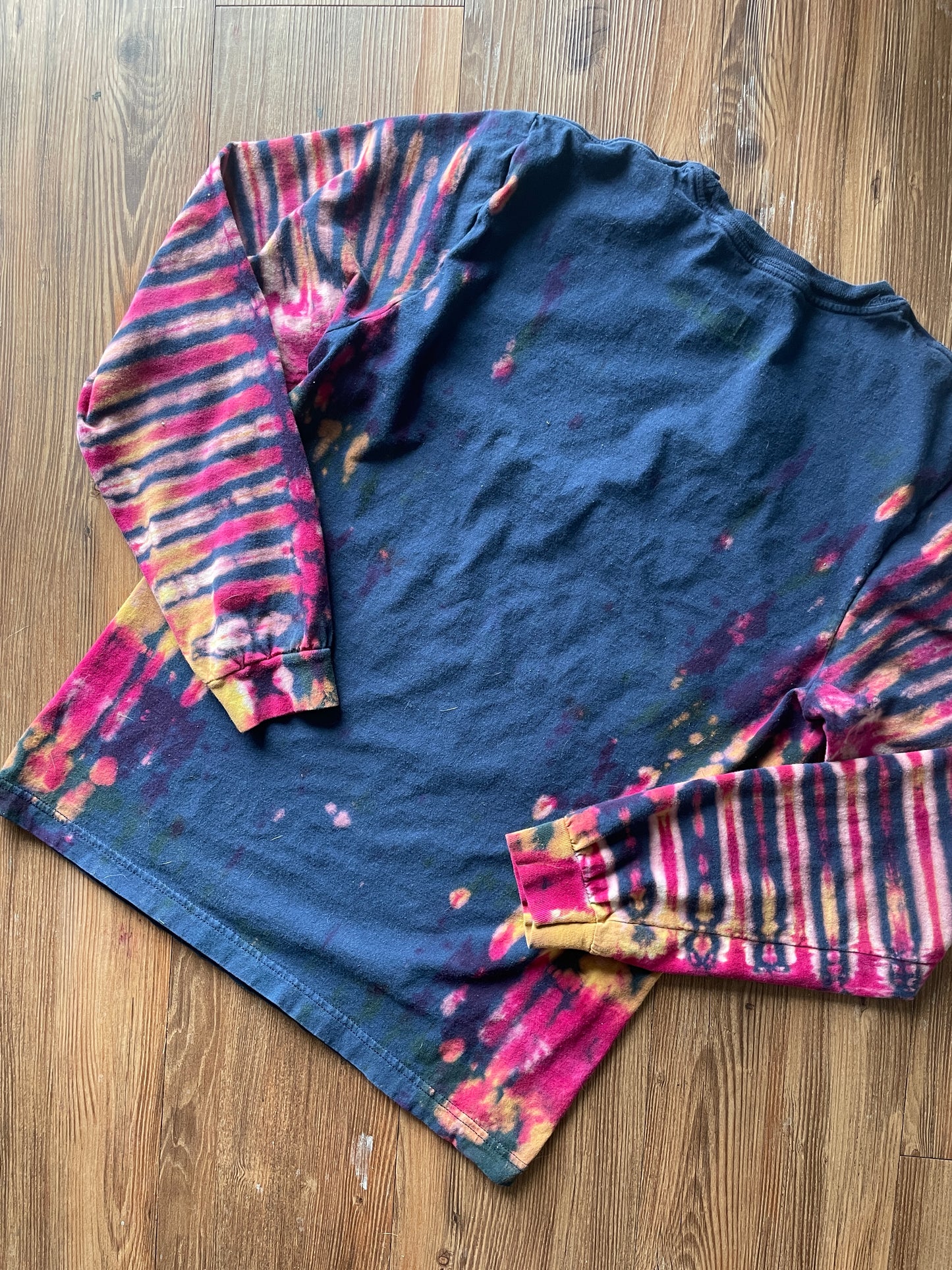 MEDIUM Men’s adidas Real Salt Lake Handmade Tie Dye T-Shirt | Navy Blue, Red, and Purple Long Sleeve Tee
