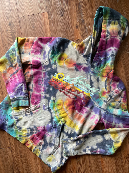 LARGE Men’s Marmot Coastal Mountain Handmade Geode Tie Dye Hoodie | Pastel Rainbow Long Sleeve Sweatshirt