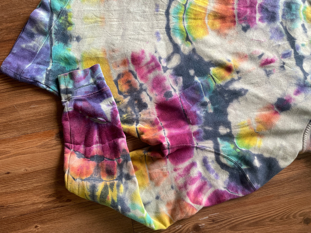 LARGE Men’s Marmot Coastal Mountain Handmade Geode Tie Dye Hoodie | Pastel Rainbow Long Sleeve Sweatshirt