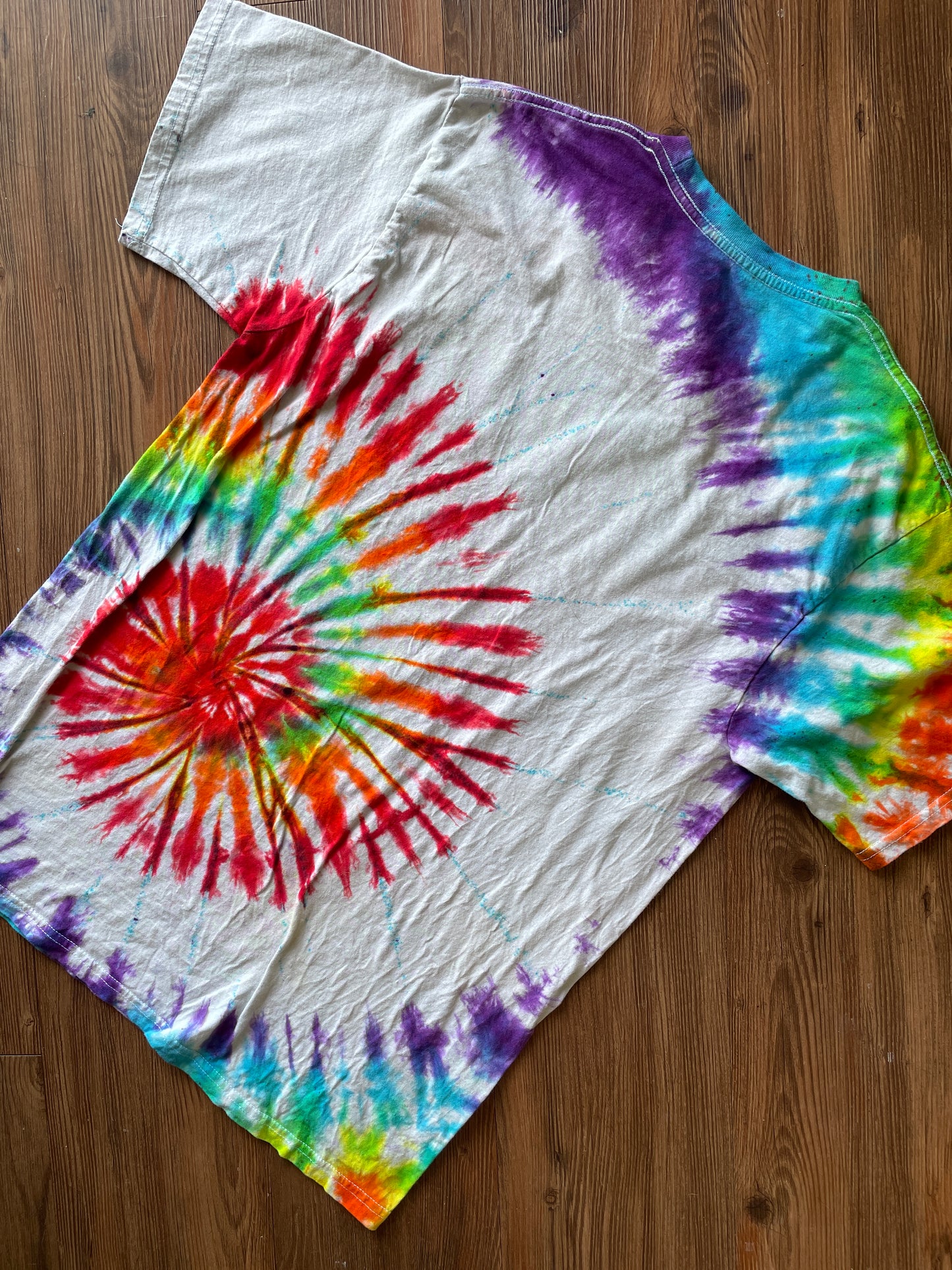 Large Men’s PROUD Handmade Tie Dye T-Shirt | LGBTQIA+ Pride Rainbow Spiral Tie Dye Short Sleeve