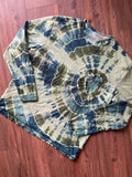 LARGE Men’s Green Tommy Bahama Handmade Geode Tie Dye T-Shirt | Green and Blue Long Sleeve Pocket Tee