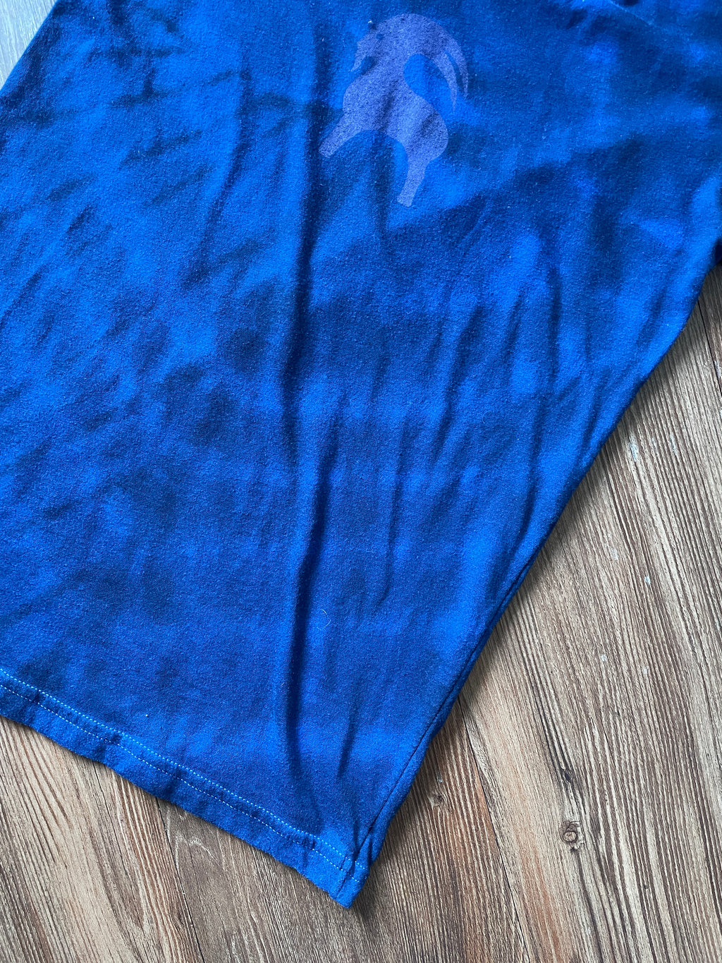 SMALL Women's Backcountry Logo Handmade Tie Dye T-Shirt | One-Of-a-Kind Black and Blue Short SleeveTop