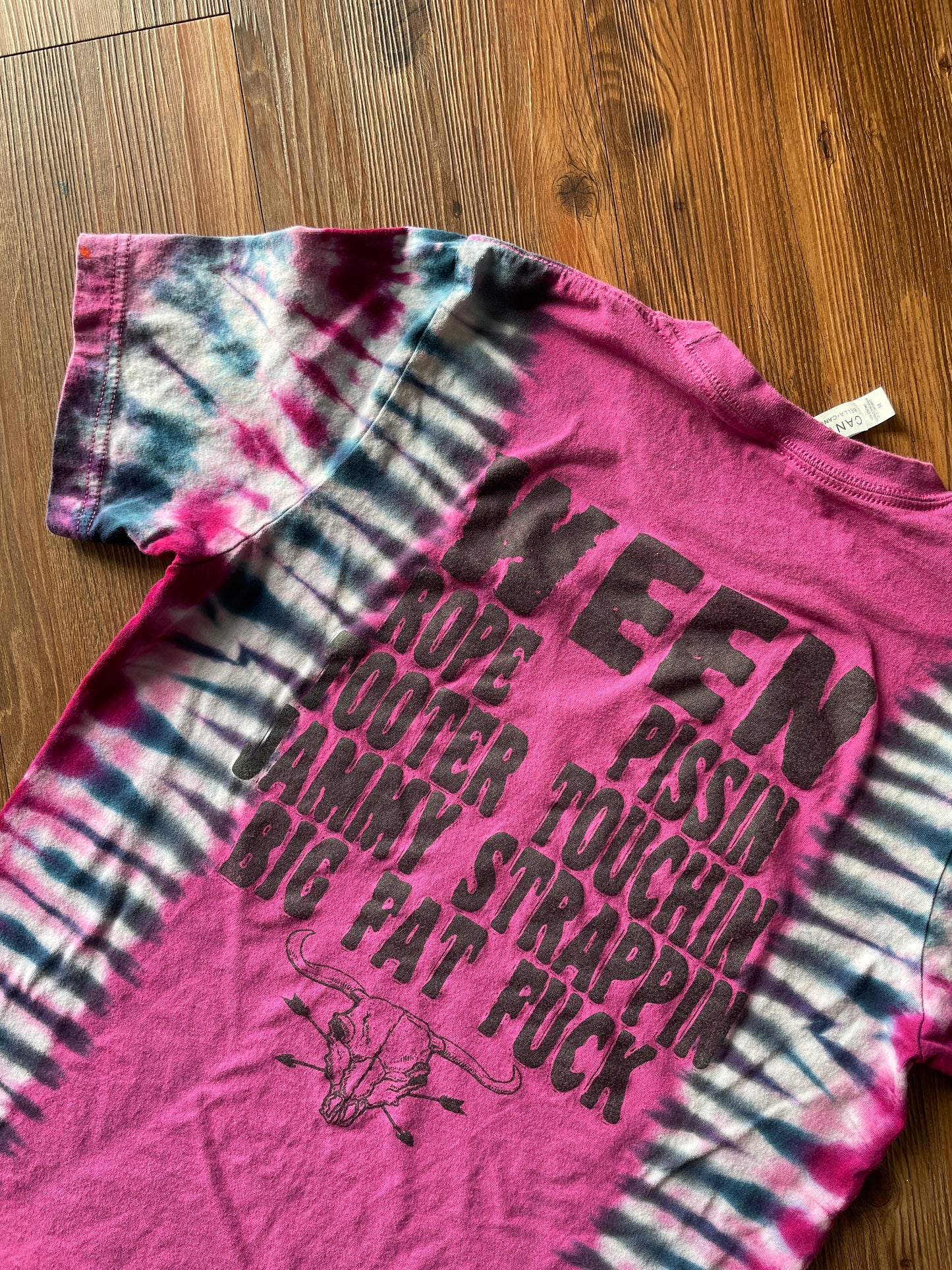 Medium Men’s WEEN Handmade Reverse Tie Dye T-Shirt | Pink and Black Pleated Tie Dye Short Sleeve