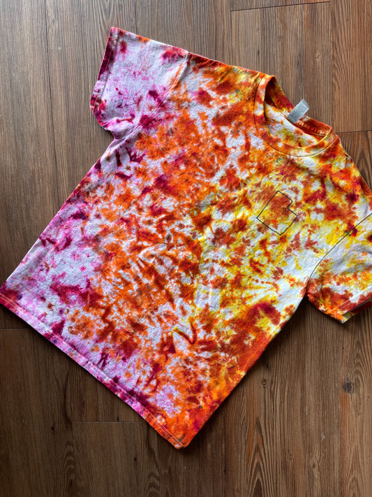 Medium Men’s The Lab Project Handmade Tie Dye T-Shirt | Pink, Orange, and Yellow Crumpled Tie Dye Short Sleeve