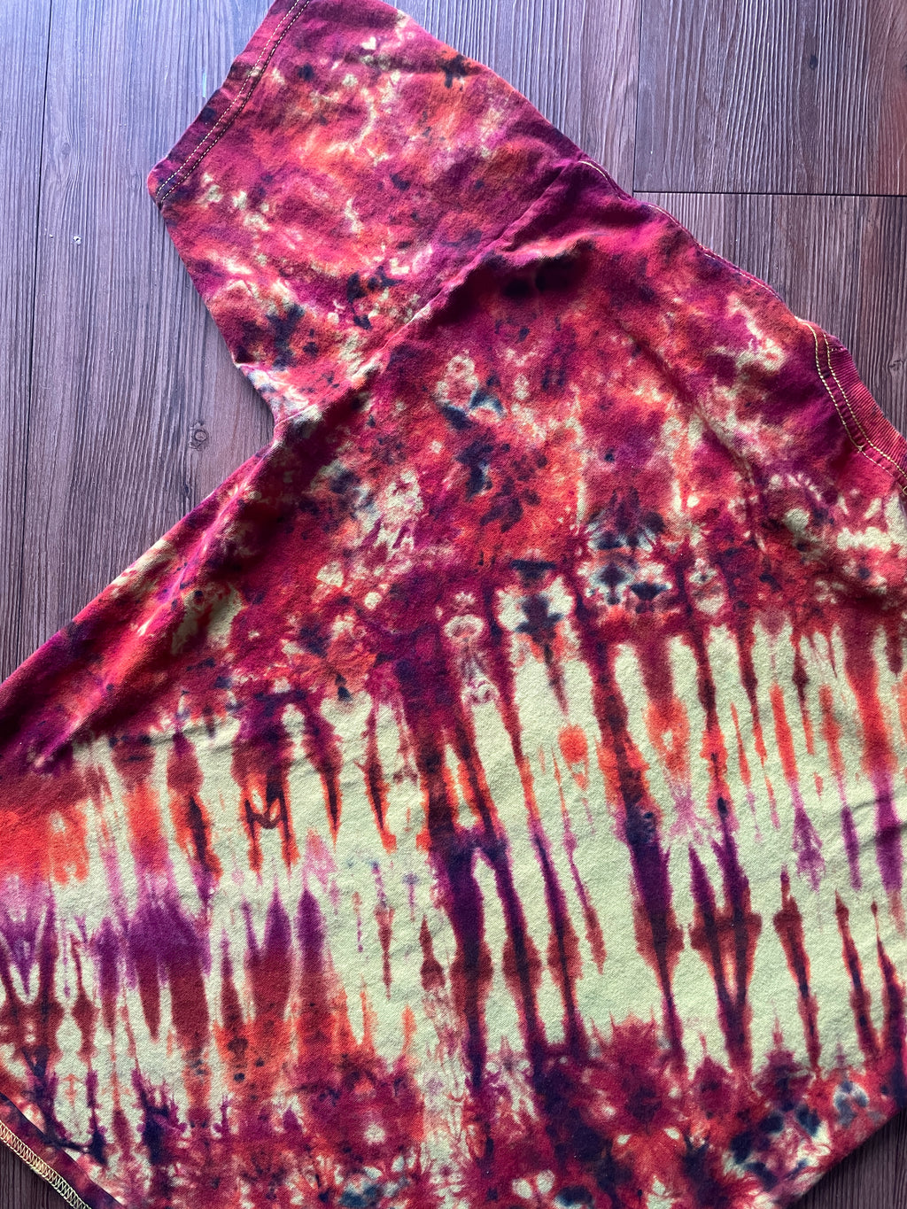 LARGE Men’s Hufflepuff Quidditch Team Captain Handmade Tie Dye T-Shirt | One-Of-a-Kind Yellow and Orange Short Sleeve