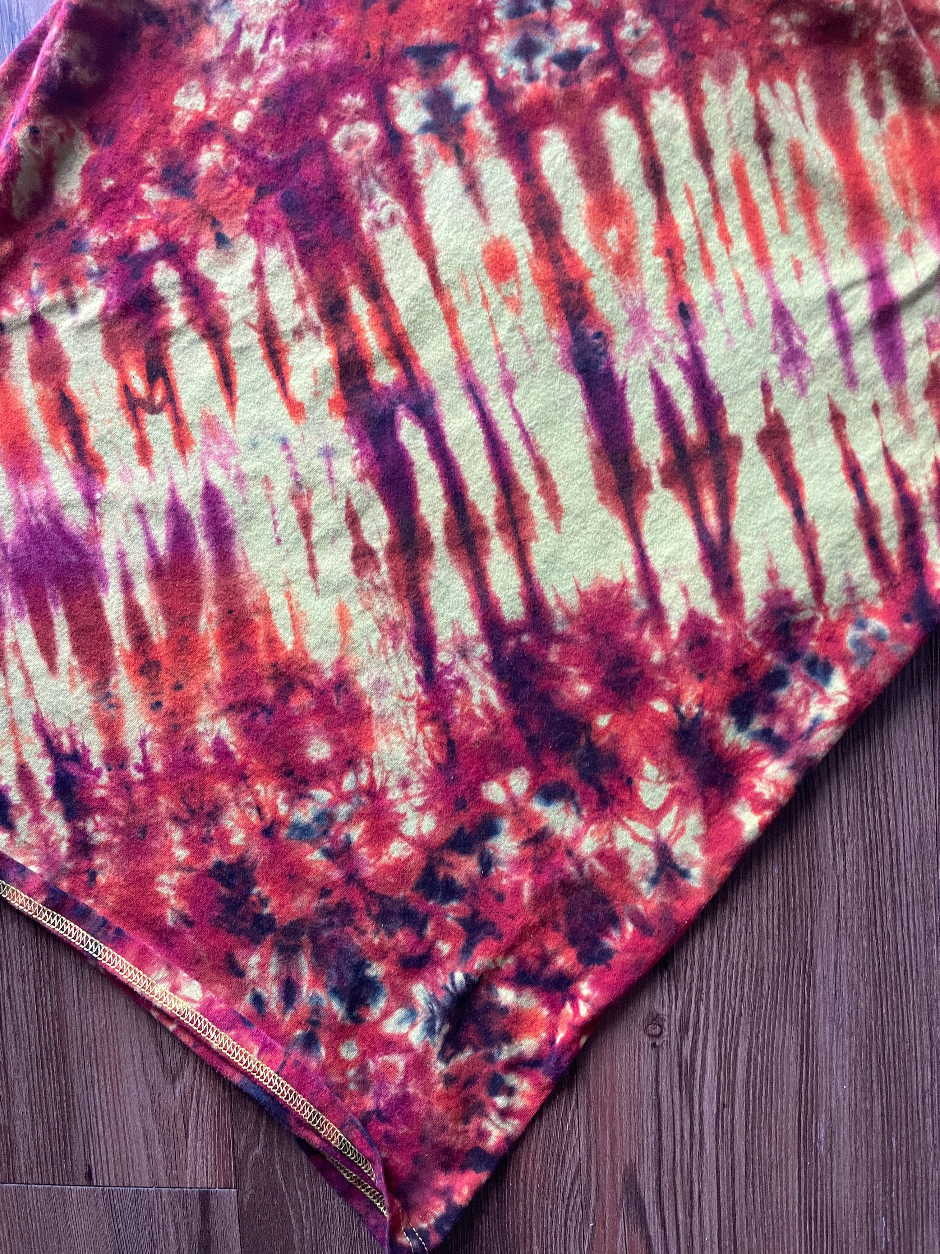 LARGE Men’s Hufflepuff Quidditch Team Captain Handmade Tie Dye T-Shirt | One-Of-a-Kind Yellow and Orange Short Sleeve