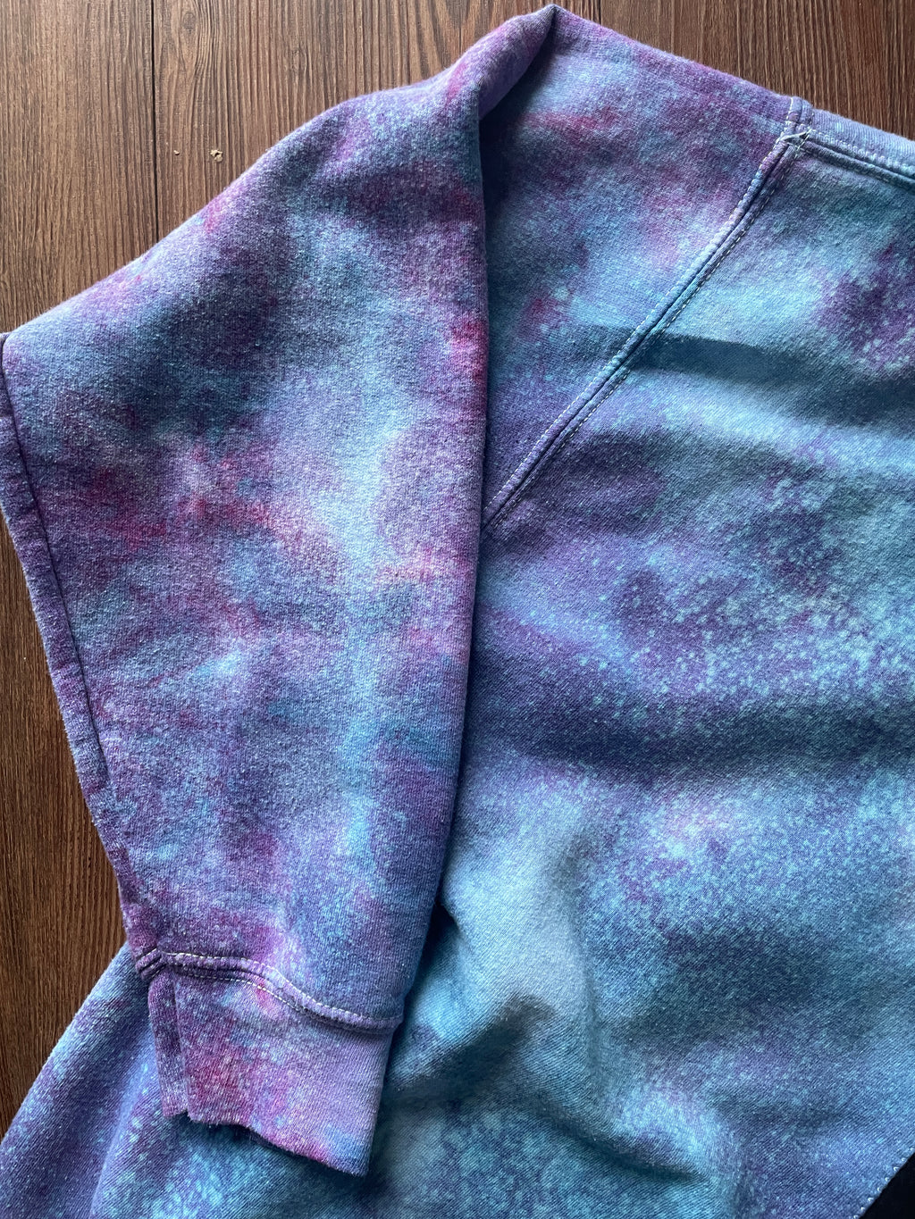 LARGE Men’s SENDR brand Half Galaxy Handmade Tie Dye Sweatshirt | One-Of-a-Kind Black and Blue Long Sleeve Hoodie