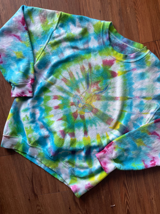 MEDIUM Men’s Bugs Bunny Looney Tunes Handmade Tie Dye Sweatshirt | One-Of-a-Kind Multicolor LongSleeve