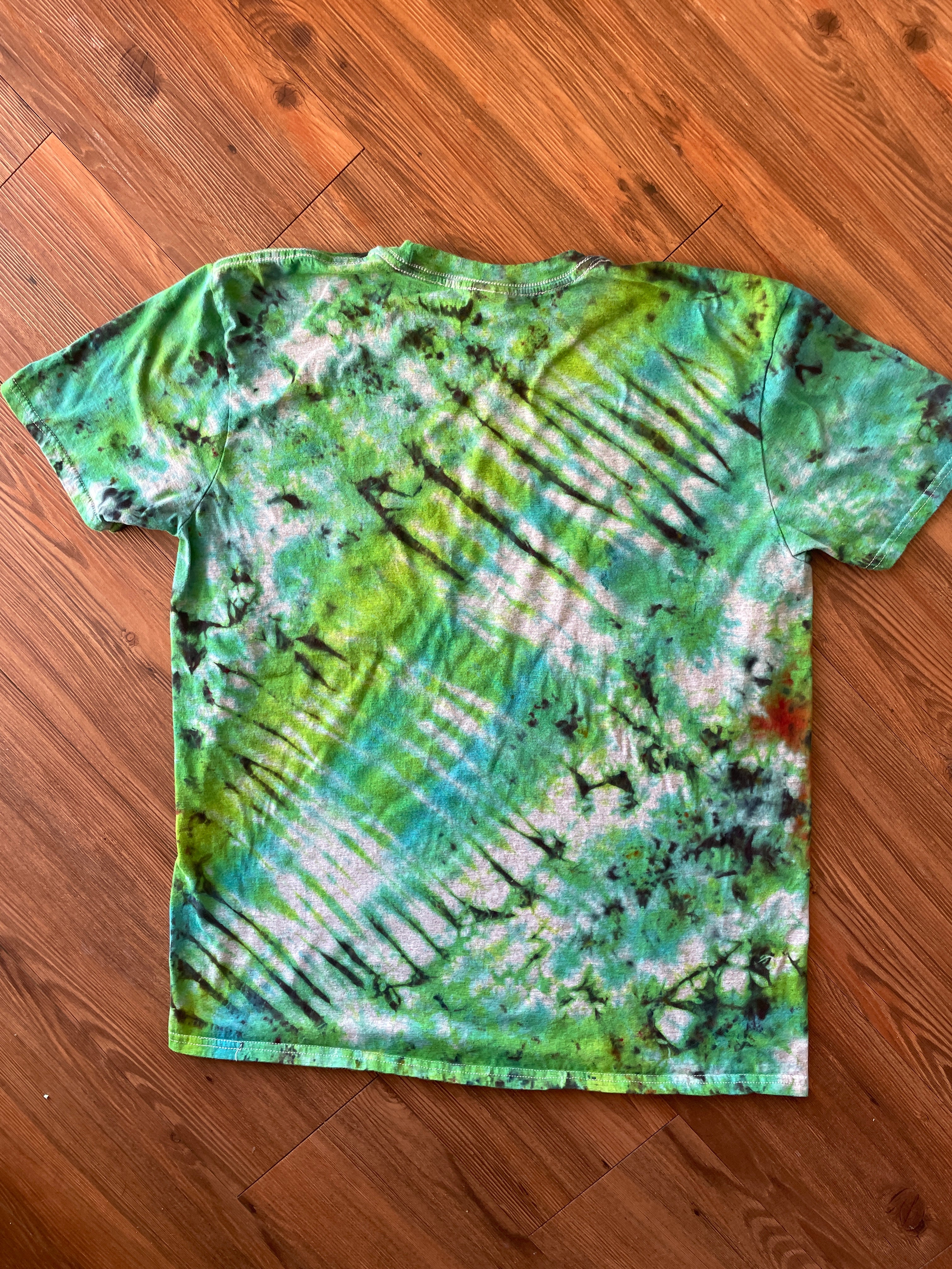 XL Men’s Chevy Trucks Handmade Tie Dye T-Shirt | One-Of-a-Kind Shades of Green Grunge Short Sleeve