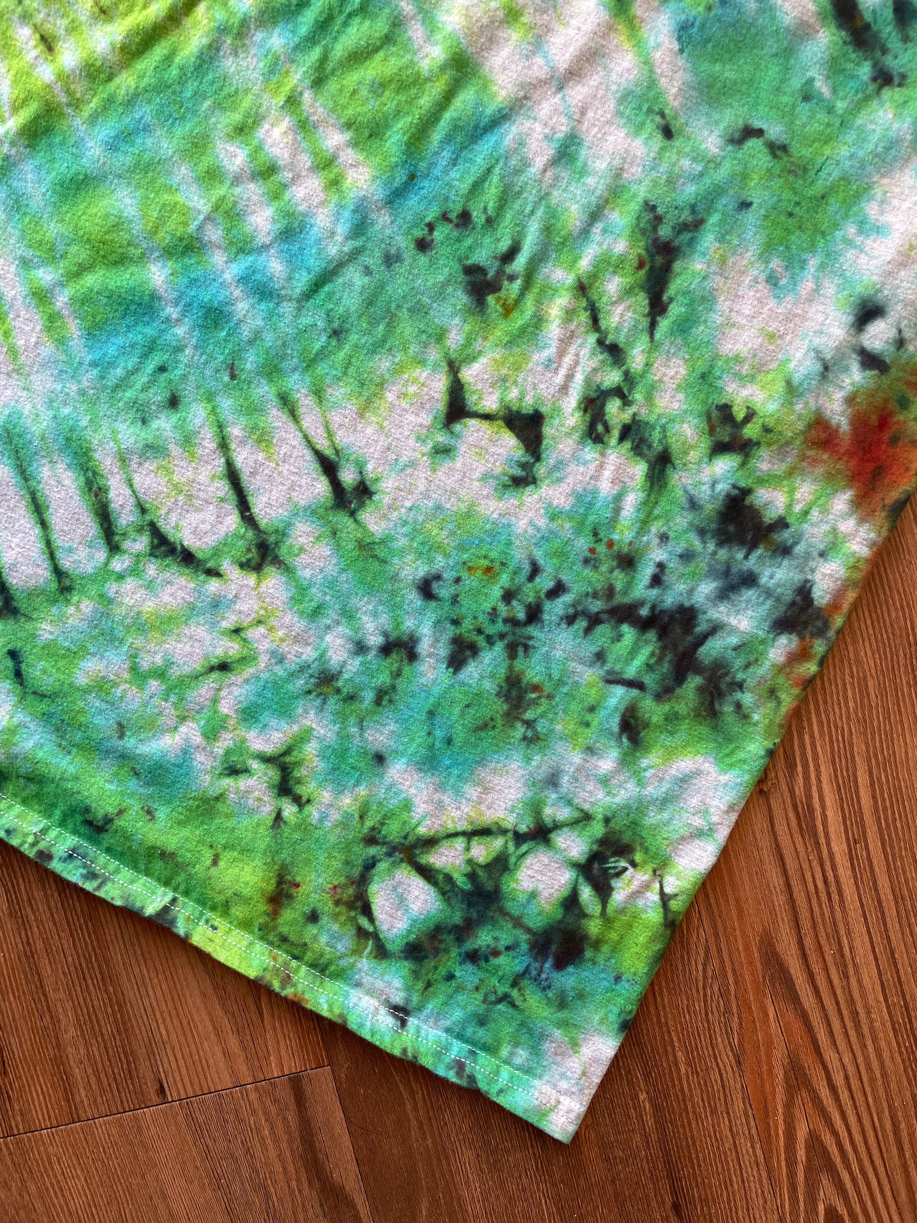 XL Men’s Chevy Trucks Handmade Tie Dye T-Shirt | One-Of-a-Kind Shades of Green Grunge Short Sleeve