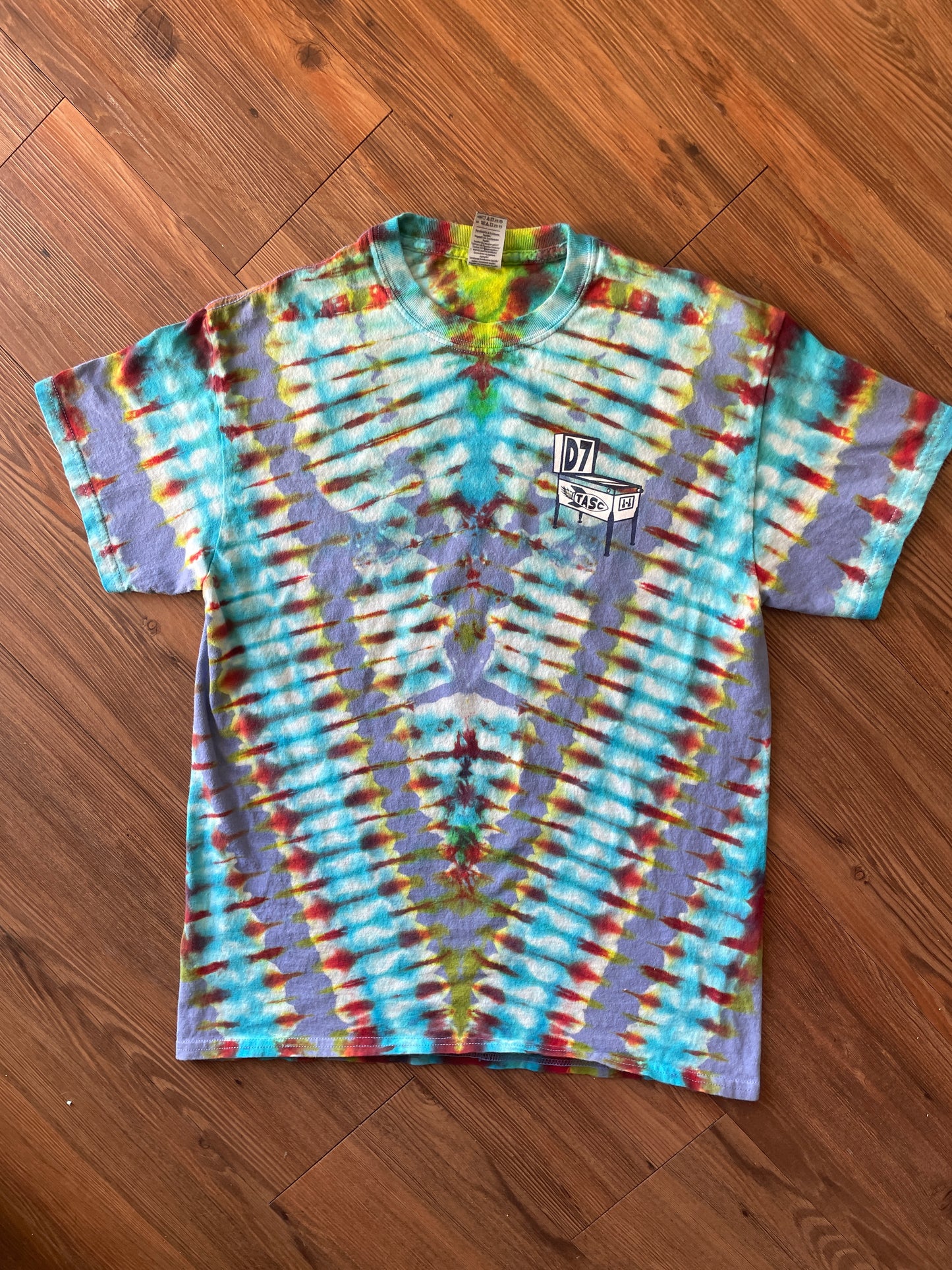 MEDIUM Men’s Pinball Beat Your High Score Handmade Tie Dye T-Shirt | One-Of-a-Kind Funky Multicolor Short Sleeve