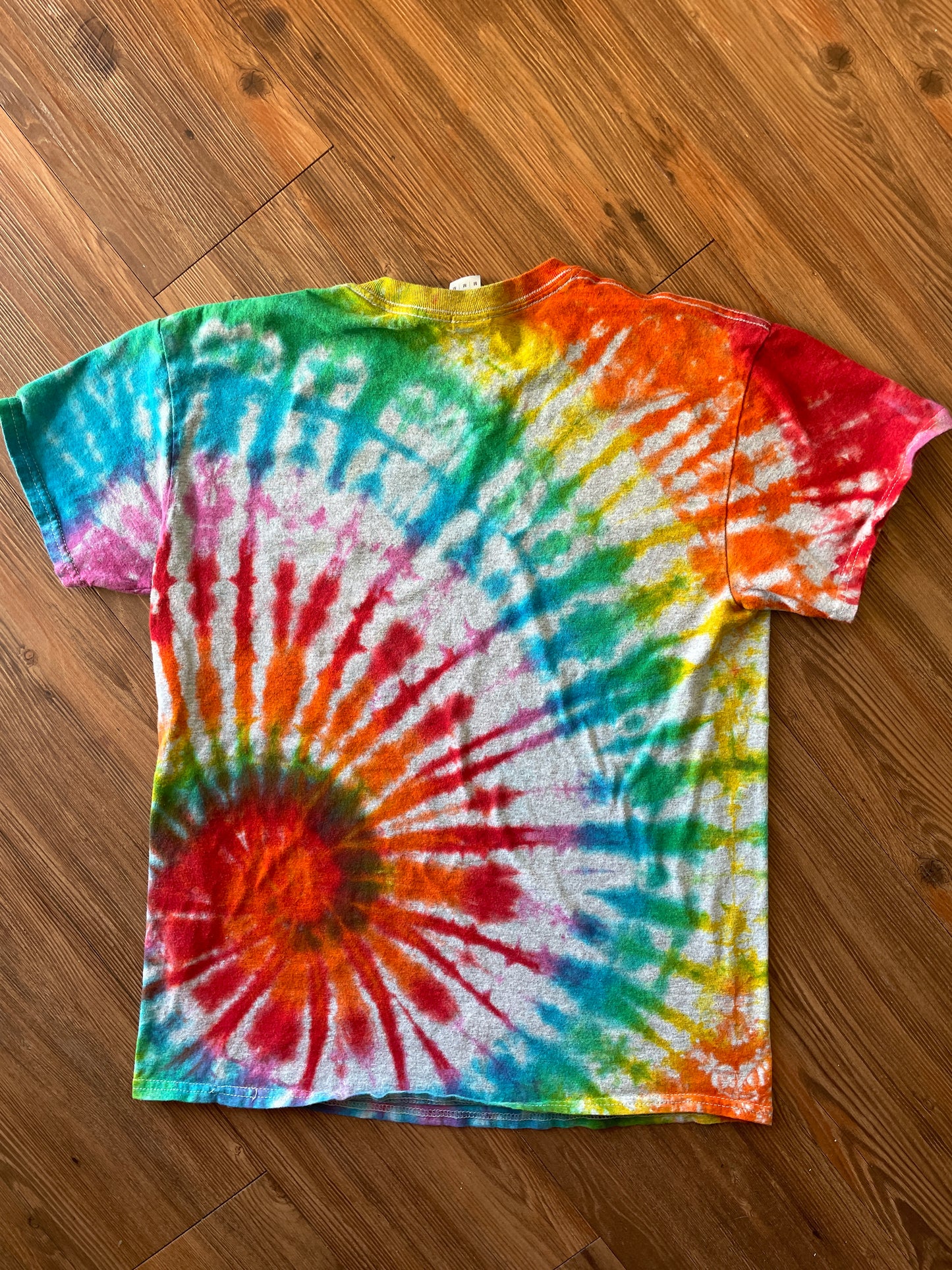 MEDIUM Men’s Be A Nice Human Handmade Tie Dye T-Shirt | One-Of-a-Kind Rainbow Spiral Short Sleeve