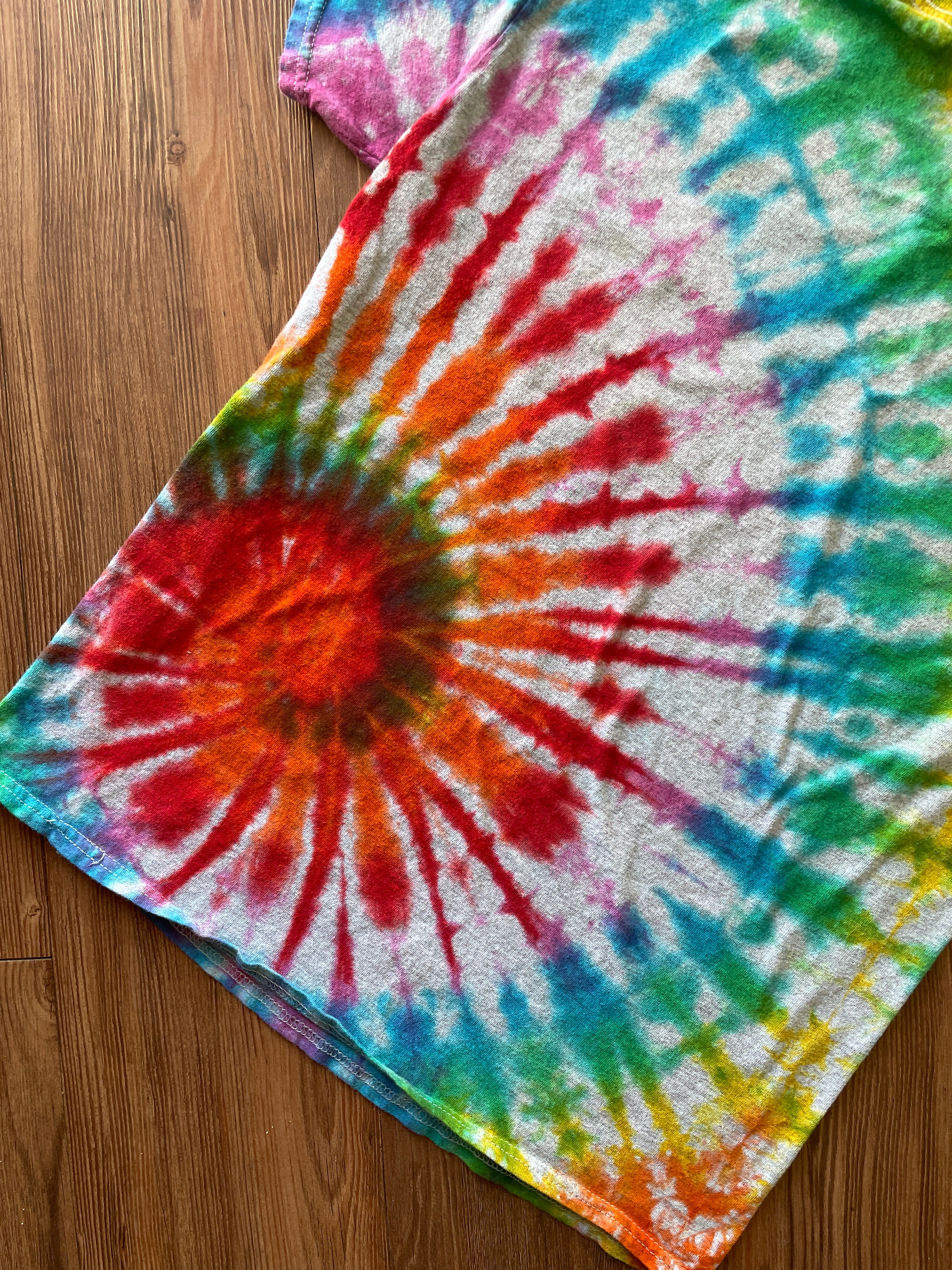 MEDIUM Men’s Be A Nice Human Handmade Tie Dye T-Shirt | One-Of-a-Kind Rainbow Spiral Short Sleeve