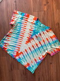 XL Women's Warm Skies Ahead Handmade Tie Dye T-Shirt | One-Of-a-Kind Yellow and Orange Short Sleeve