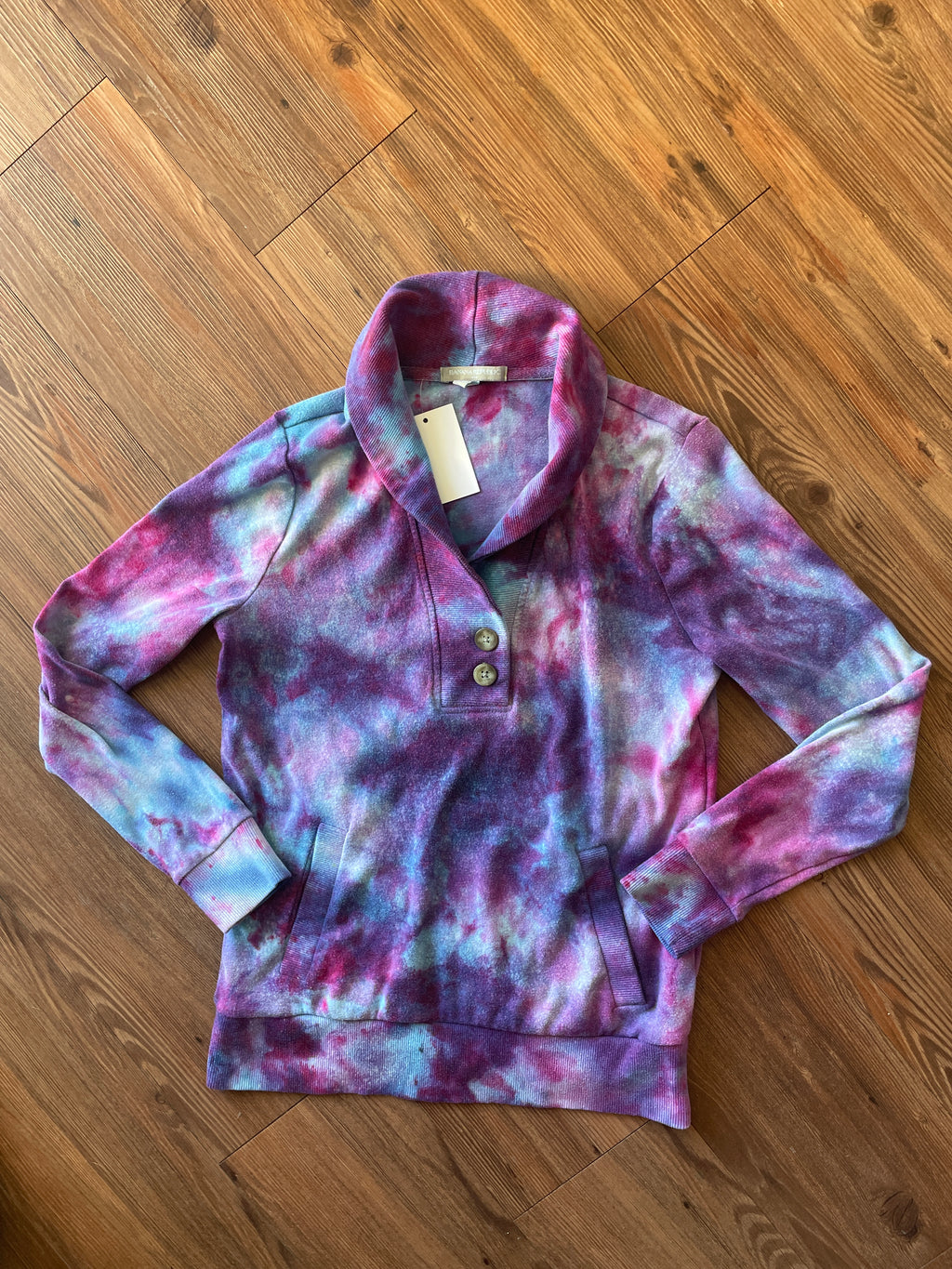 Small Women’s Banana Republic Handmade Galaxy Dye Sweater | Pink, Purple, and Blue Ice Dye Long Sleeve