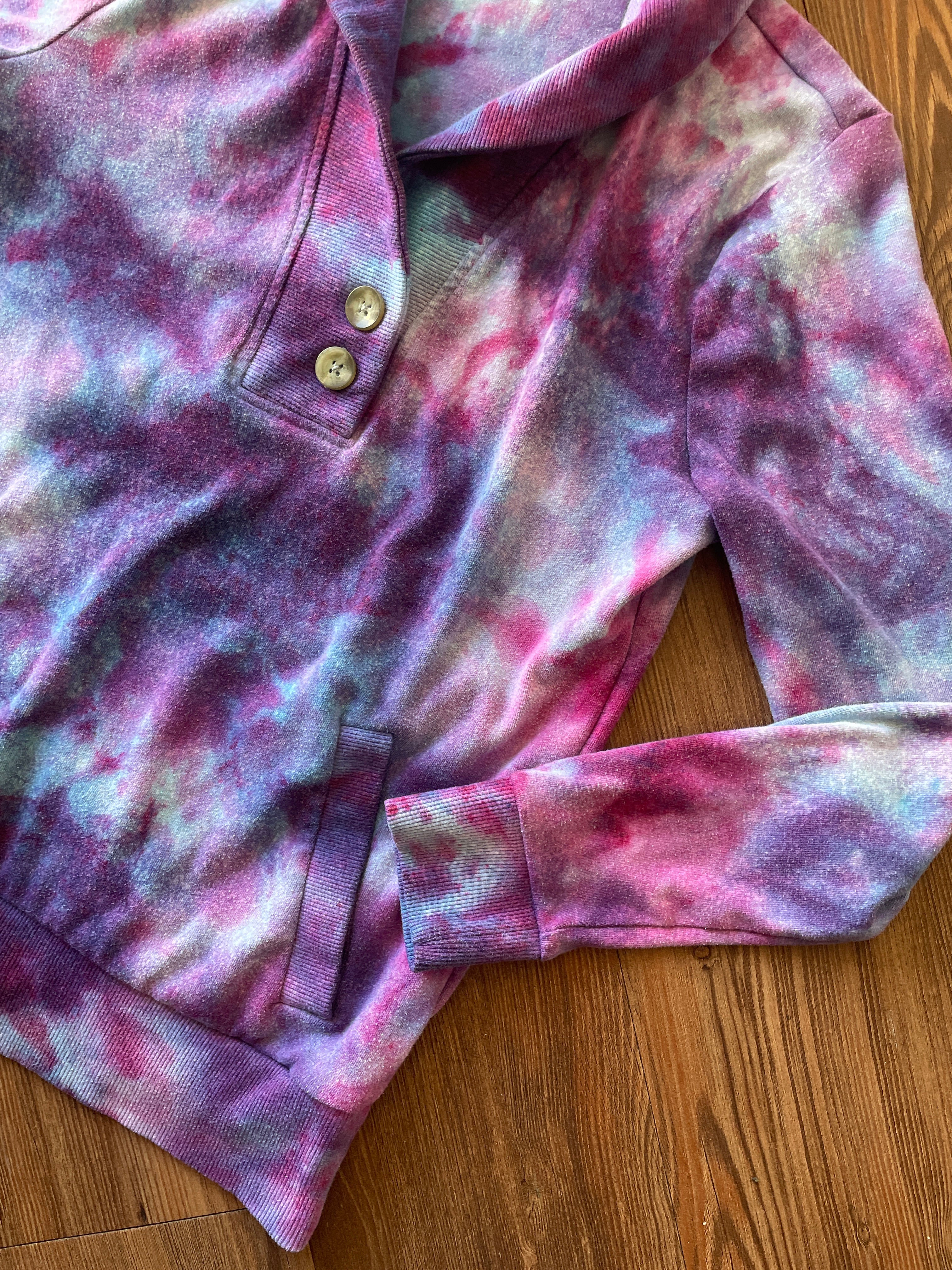 Small Women’s Banana Republic Handmade Galaxy Dye Sweater | Pink, Purple, and Blue Ice Dye Long Sleeve