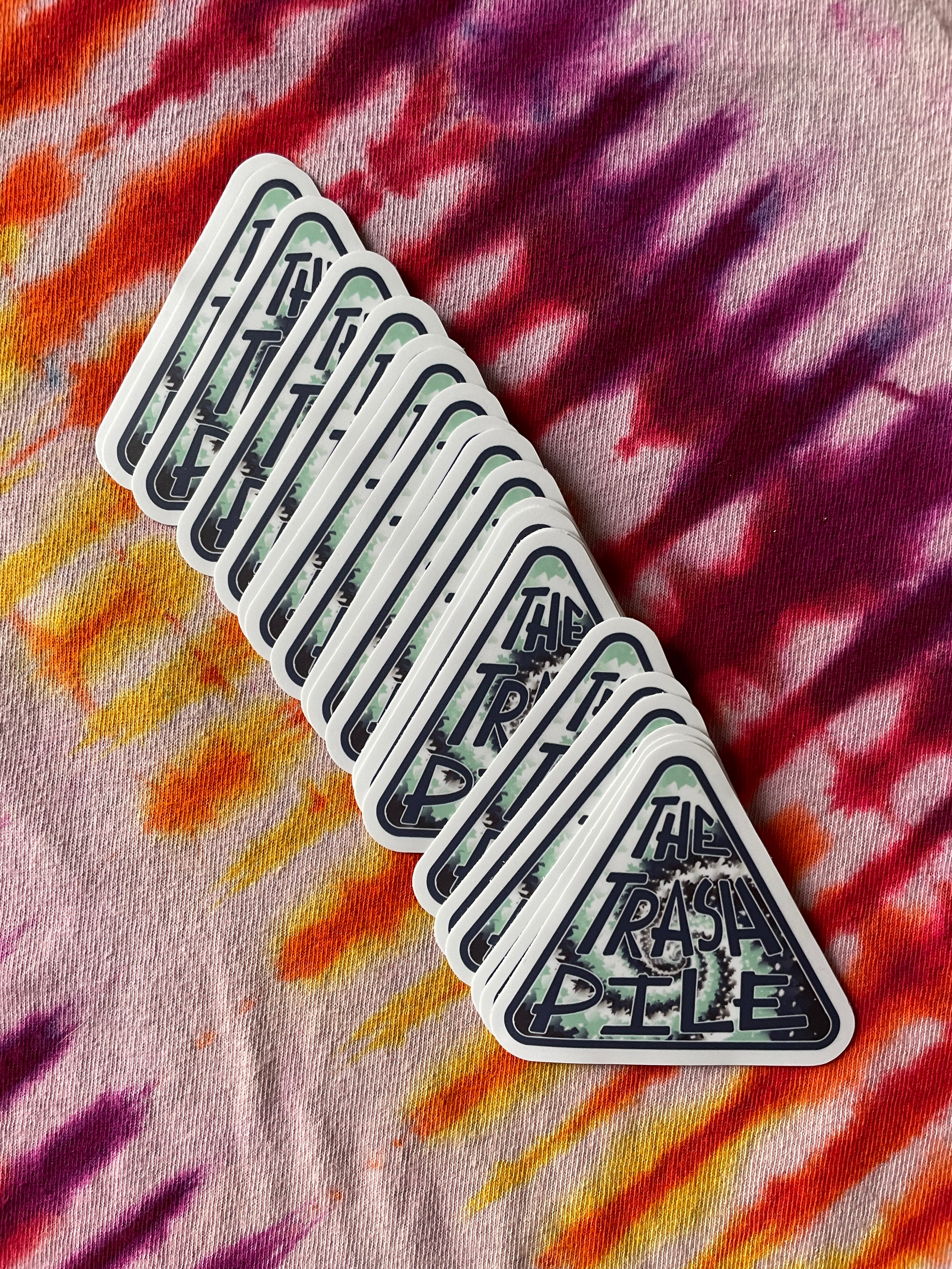 The Trash Pile Logo Sticker—Multicolor Shades of Blue