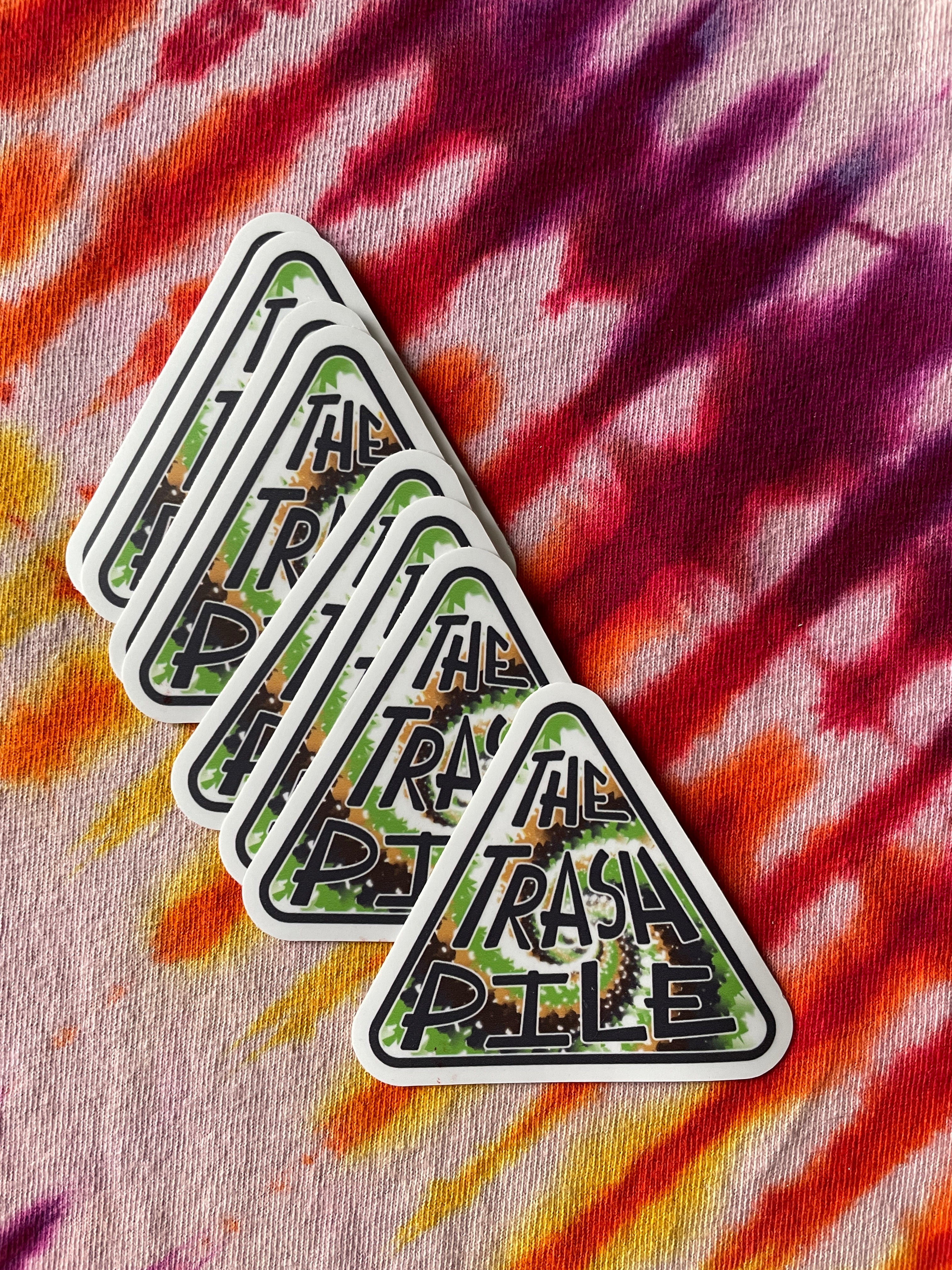 The Trash Pile Logo Sticker—Multicolor Green, Yellow, and Black