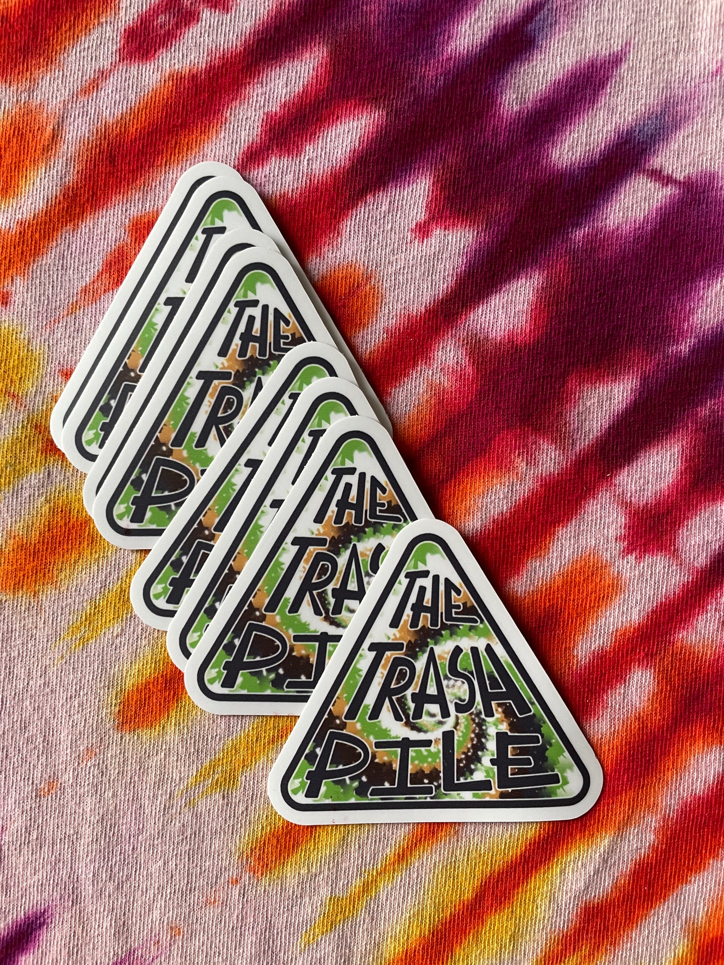 The Trash Pile Logo Sticker—Multicolor Green, Yellow, and Black