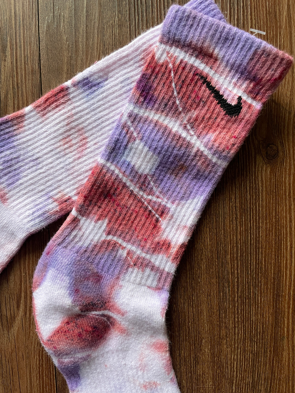 Pastel Pink and Purple Tie Dye Nike Dri-FIT Everyday Plus Training Socks - Size Medium (Men's 6-8/Women's 7-10)