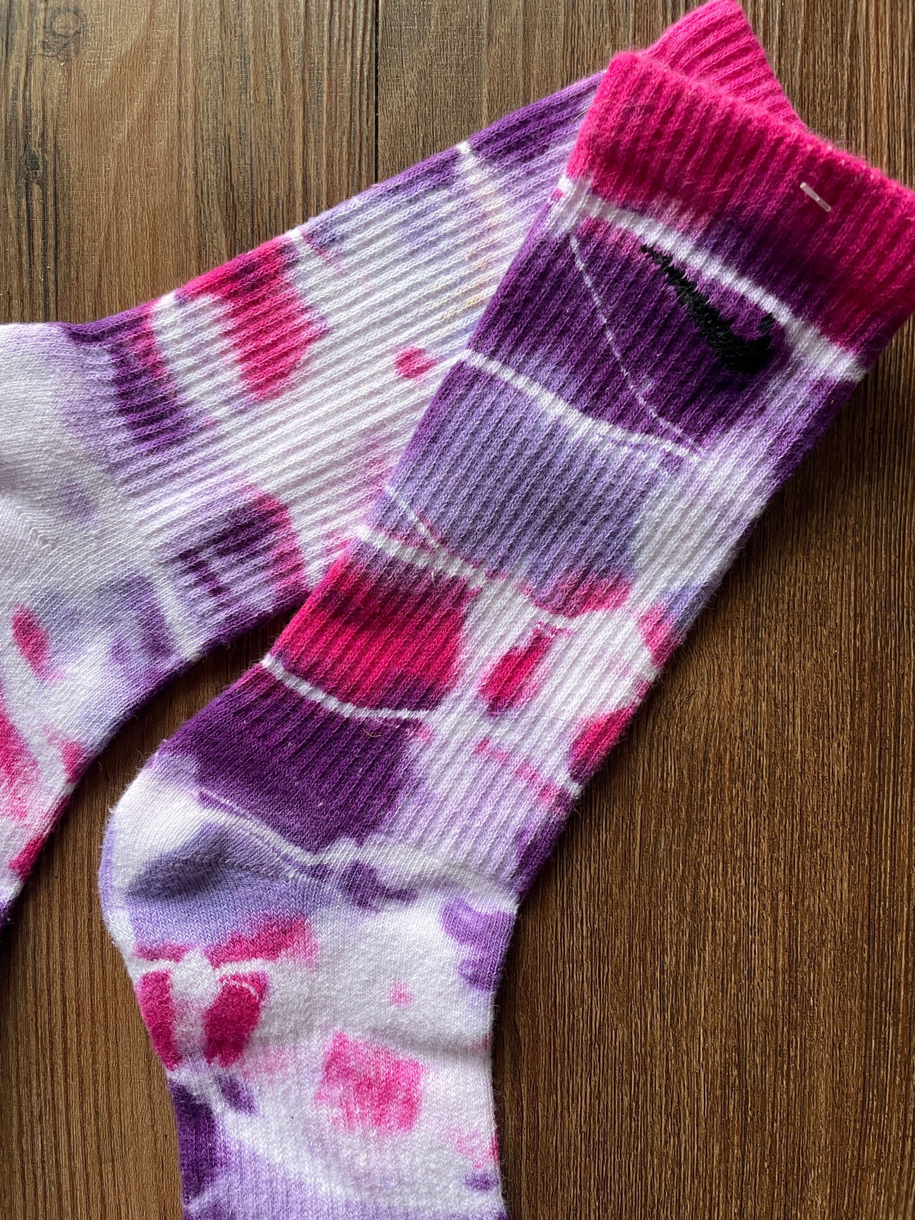Purple and Pink Tie Dye Nike Dri-FIT Everyday Plus Training Socks - Size Medium (Men's 6-8/Women's 7-10)