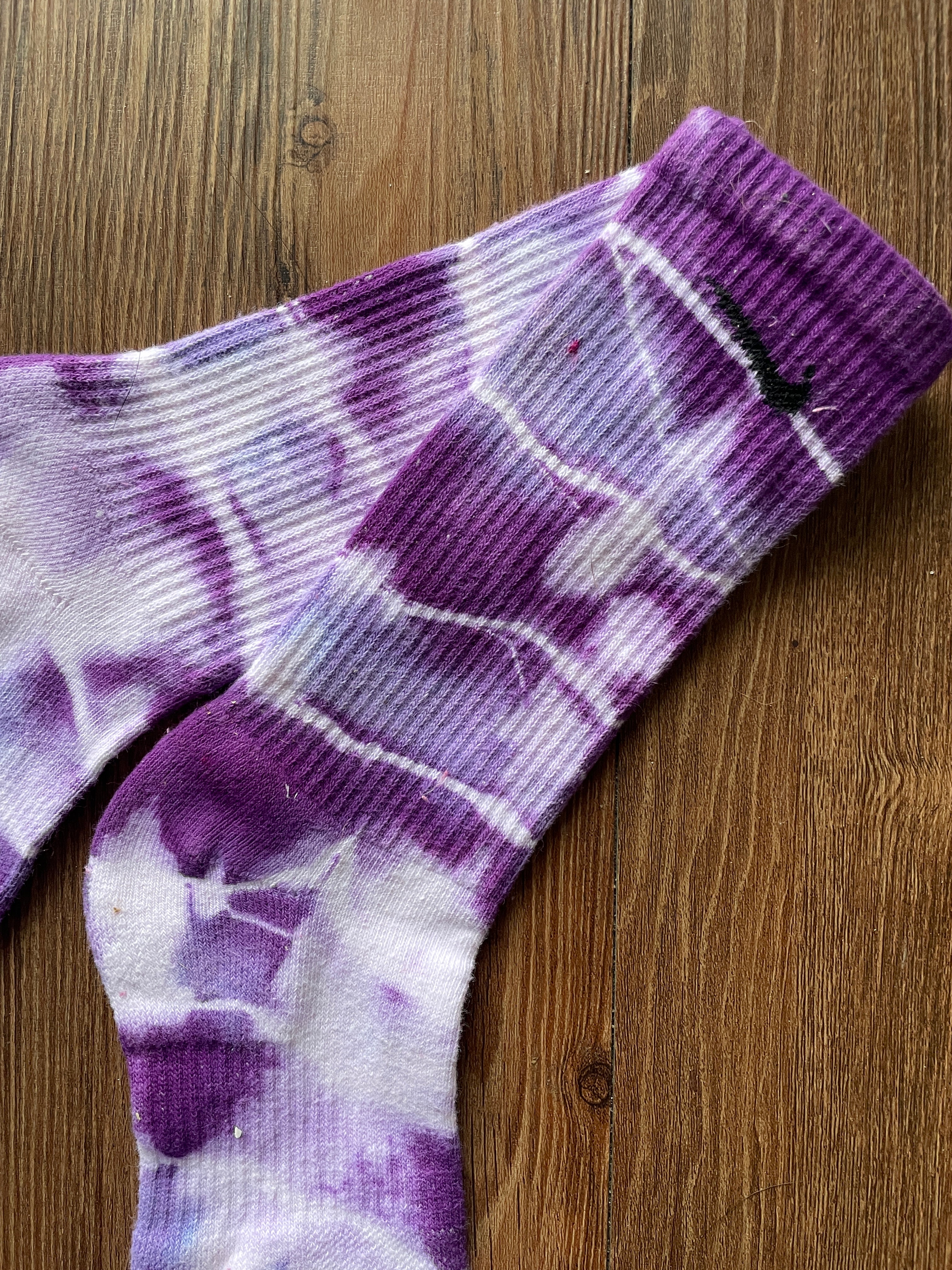 Shades of Purple Tie Dye Nike Dri-FIT Everyday Plus Training Socks - Size Medium (Men's 6-8/Women's 7-10)